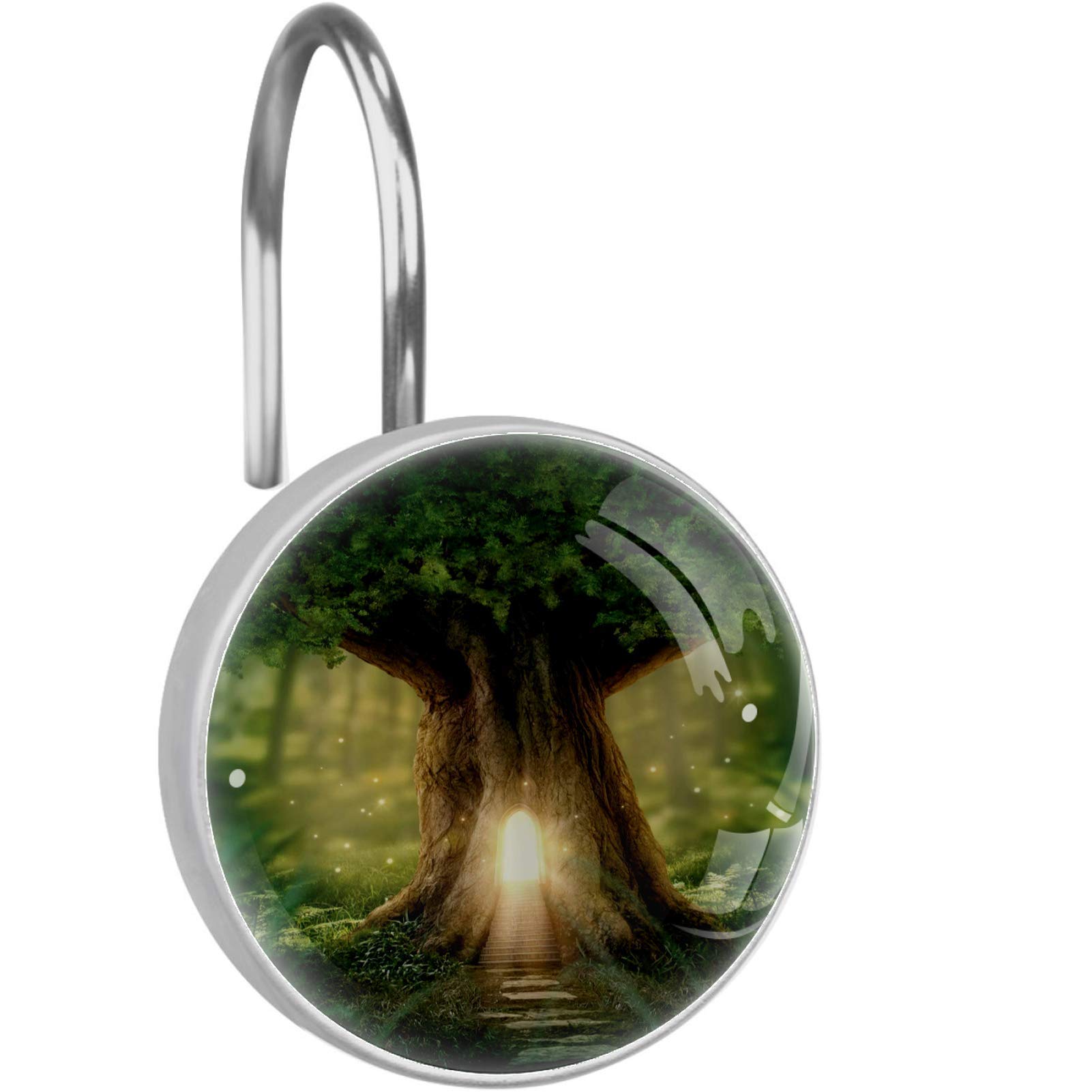Tree of Life Shower Curtain Hooks Rings - Set of 12 Rustproof Decorative Bathroom Shower Hooks for Curtains | Perfect for Bathroom Decor, Spa Retreat & Home Renovation