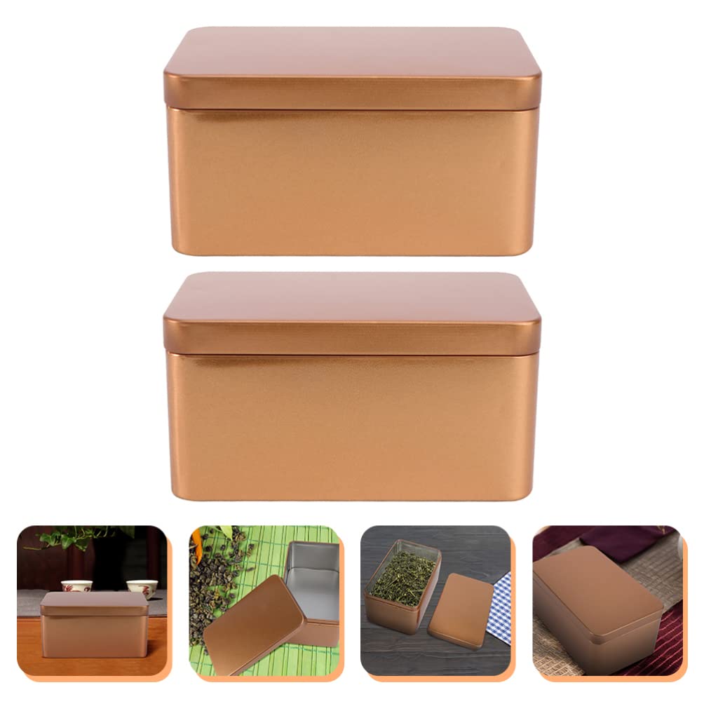 Jojofuny 2-Pack Golden Metal Tins - Airtight Empty Tinplate Containers for Tea, Coffee, Spice & Candy Storage | Perfect for Kitchen Organization, Gift Packaging & DIY Crafts