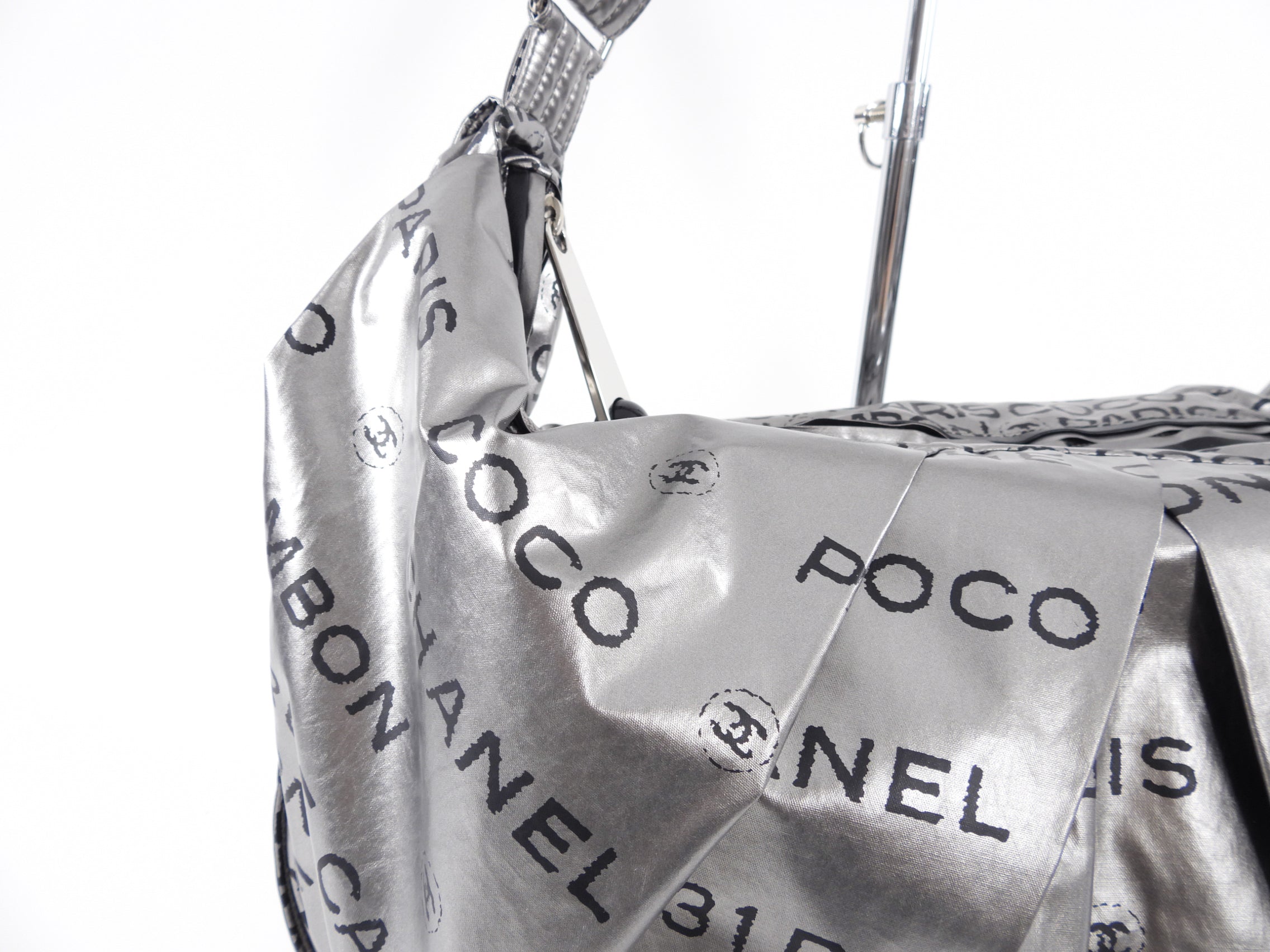 Chanel Silver Unlimited Nylon Hobo Shoulder Bag for Women - Luxury Designer Handbag for Everyday Use, Travel & Shopping