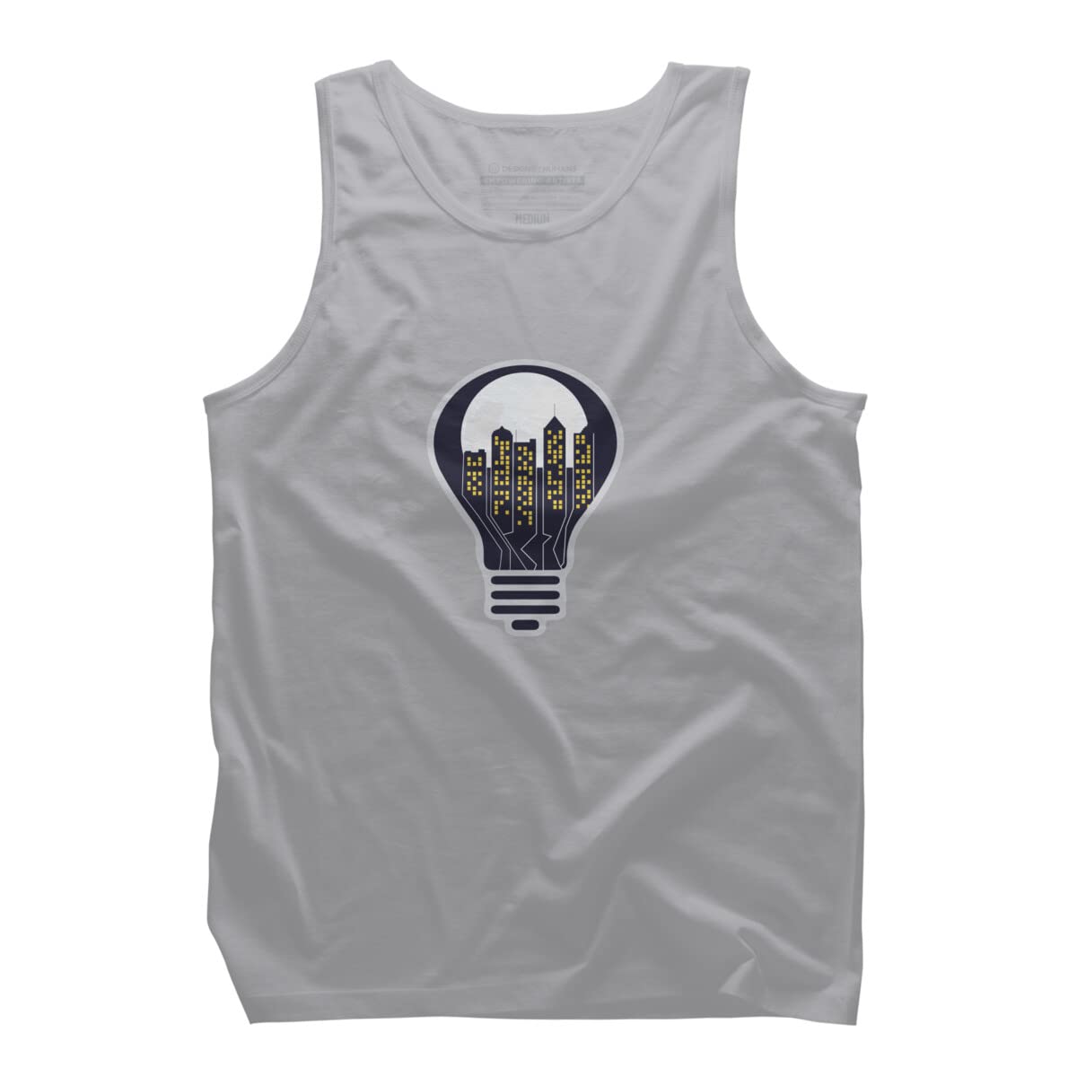 Design By Humans Men's The Light of The Night by Galeria Tank Top - Soft Cotton Graphic Tee for Casual Wear & Summer Outfits