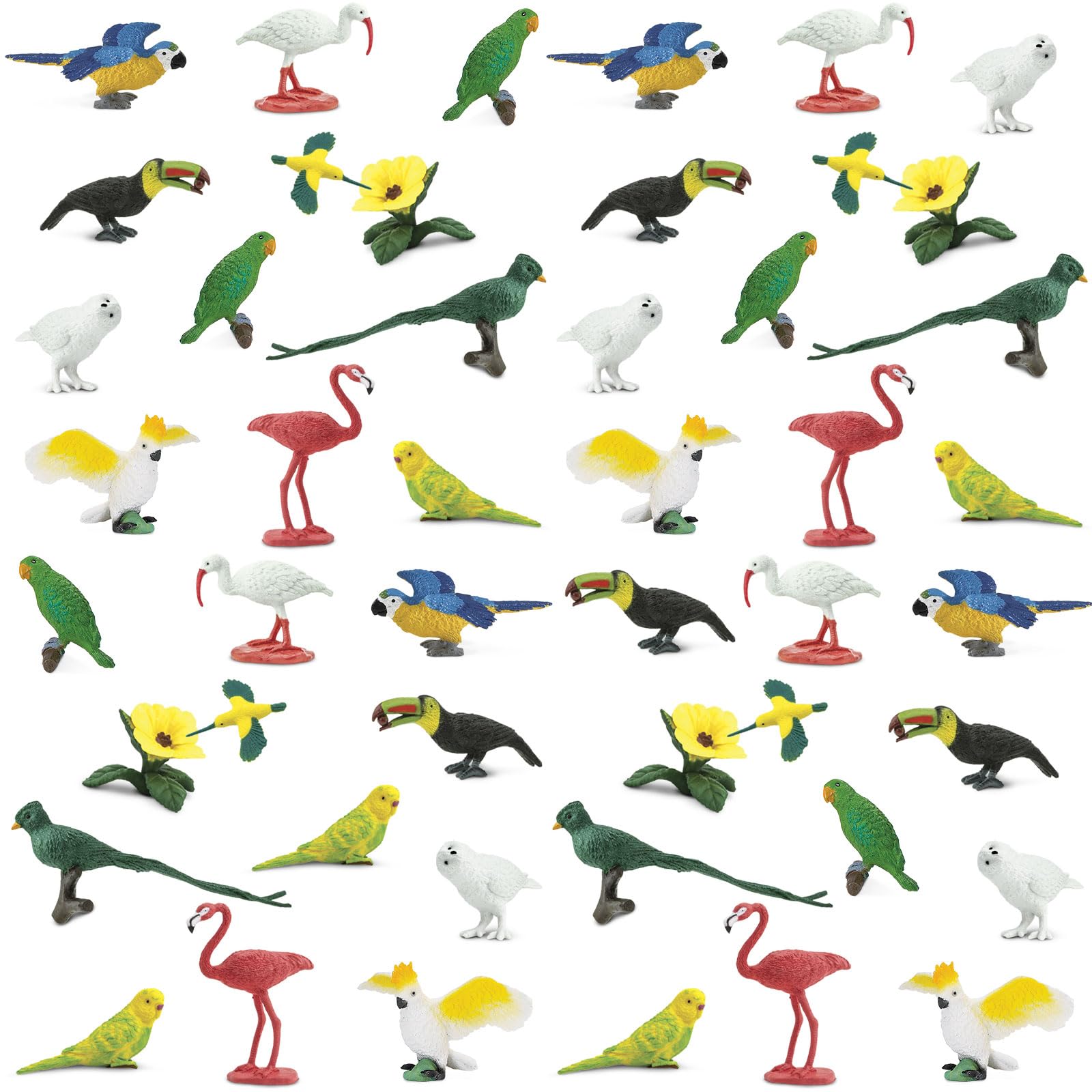 Safari Ltd. Realistic Exotic Birds Bulk Bag - 48 Piece Non-Toxic BPA-Free Toy Figurine Set for Kids | Educational Animal Toys for Classroom, Party Favors, and Wildlife Learning Activities