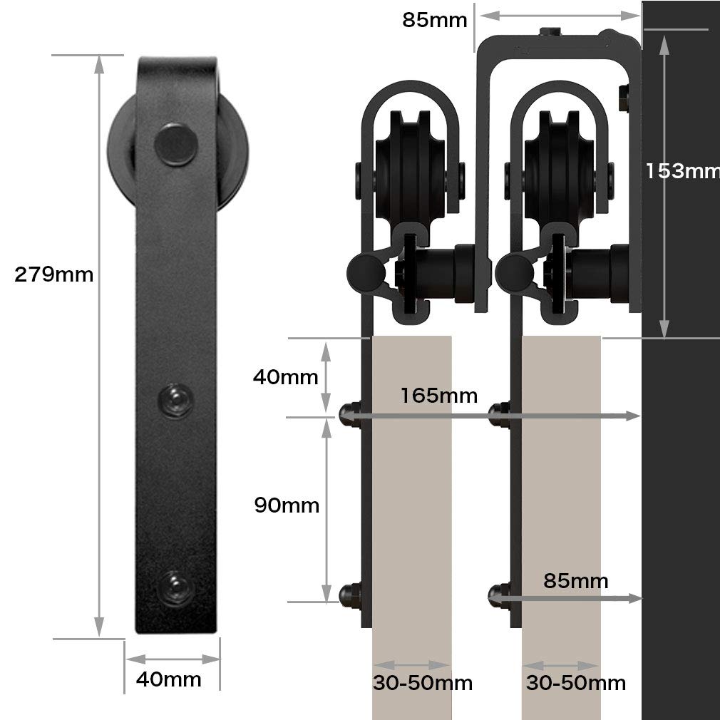 TSMST 12ft Heavy Duty Bypass Sliding Barn Door Hardware Kit - Low Ceiling Double Track for 72