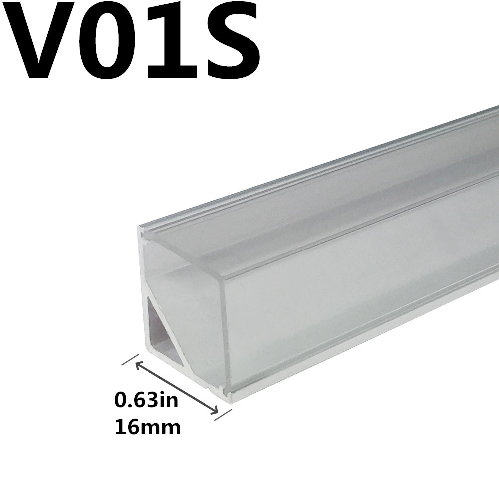 10 Pack LED Aluminum Channel with Clear Cover - 3.3Ft/1M V-Shape Corner Mounted (0.63