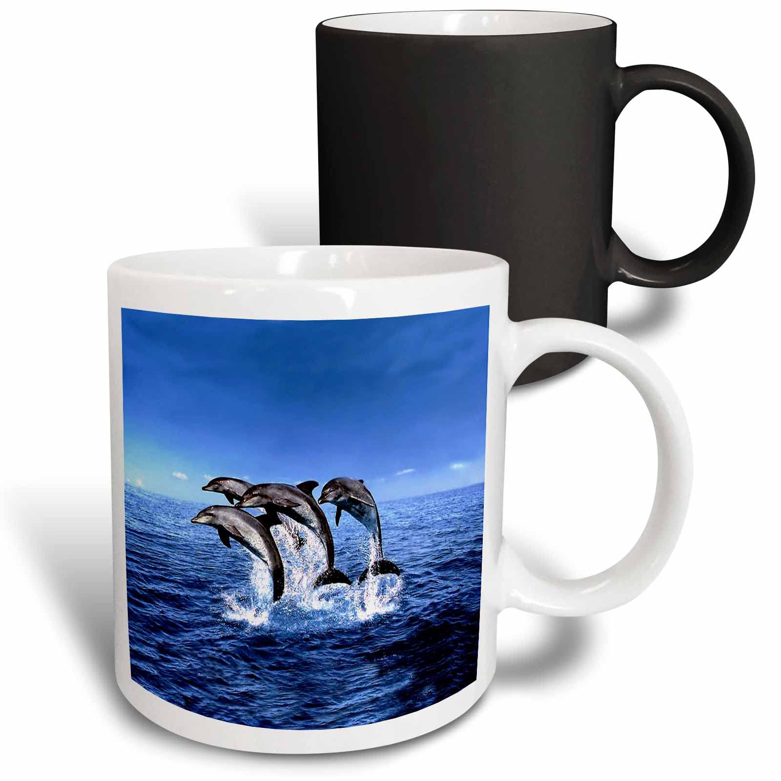 3D Printed Dolphins Ceramic Coffee Mug - 11oz Insulated Travel Mug for Hot & Cold Drinks - Perfect for Home, Office, or Beach Use - Unique Dolphin Lover Gift Idea