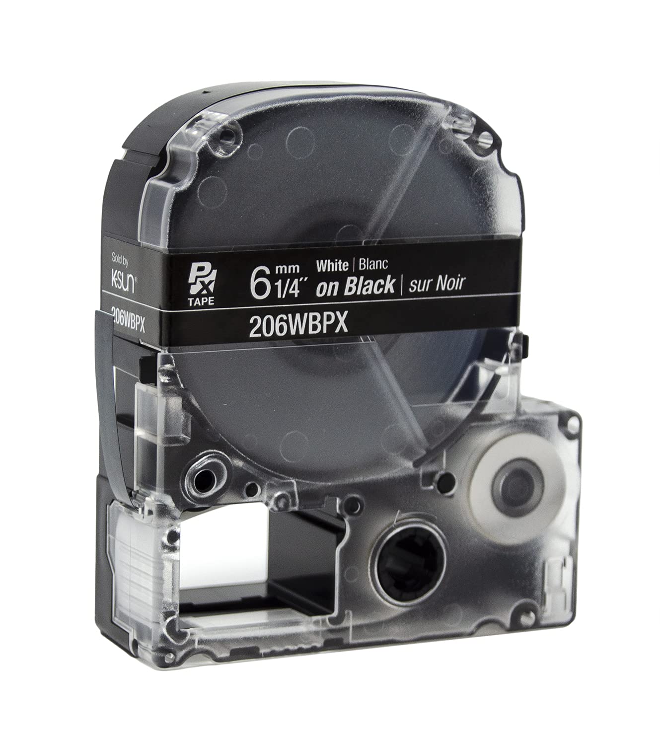 Epson LABELWORKS 206WBPX PET Polyester Tape Cartridge - White on Black Label Maker Tape - 1/4 Inch (6mm) Wide, 30 Feet - Perfect for Office, Warehouse & Home Organization