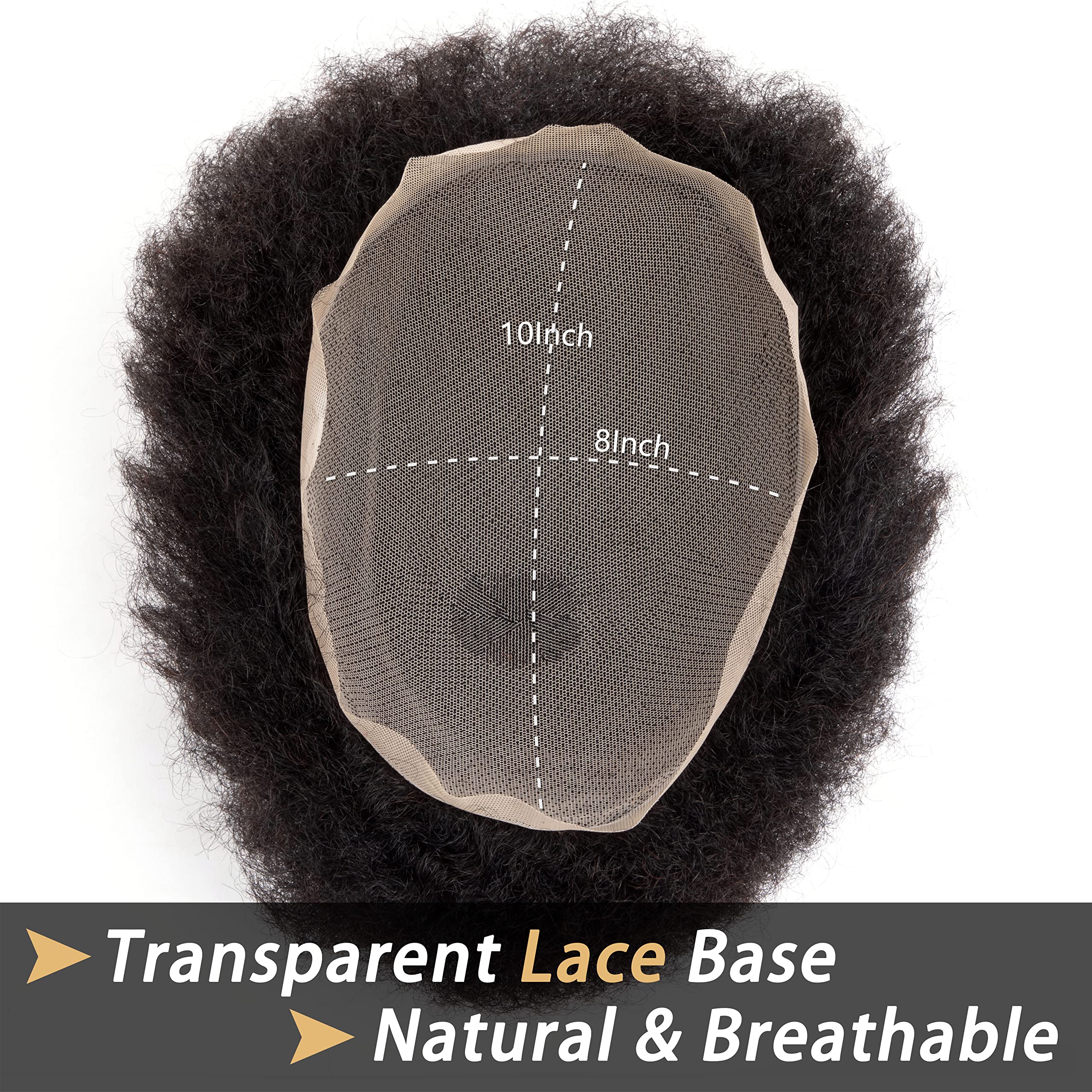 Originea DAIXI 8x10 Inches Lace Front Wig for Men - 100% Human Afro Curly Hair Toupee with 4mm Curl, Breathable Lace Base & Natural Hairline | African American Hair Replacement System for Daily Wear, Special Occasions & Hair Loss Solutions