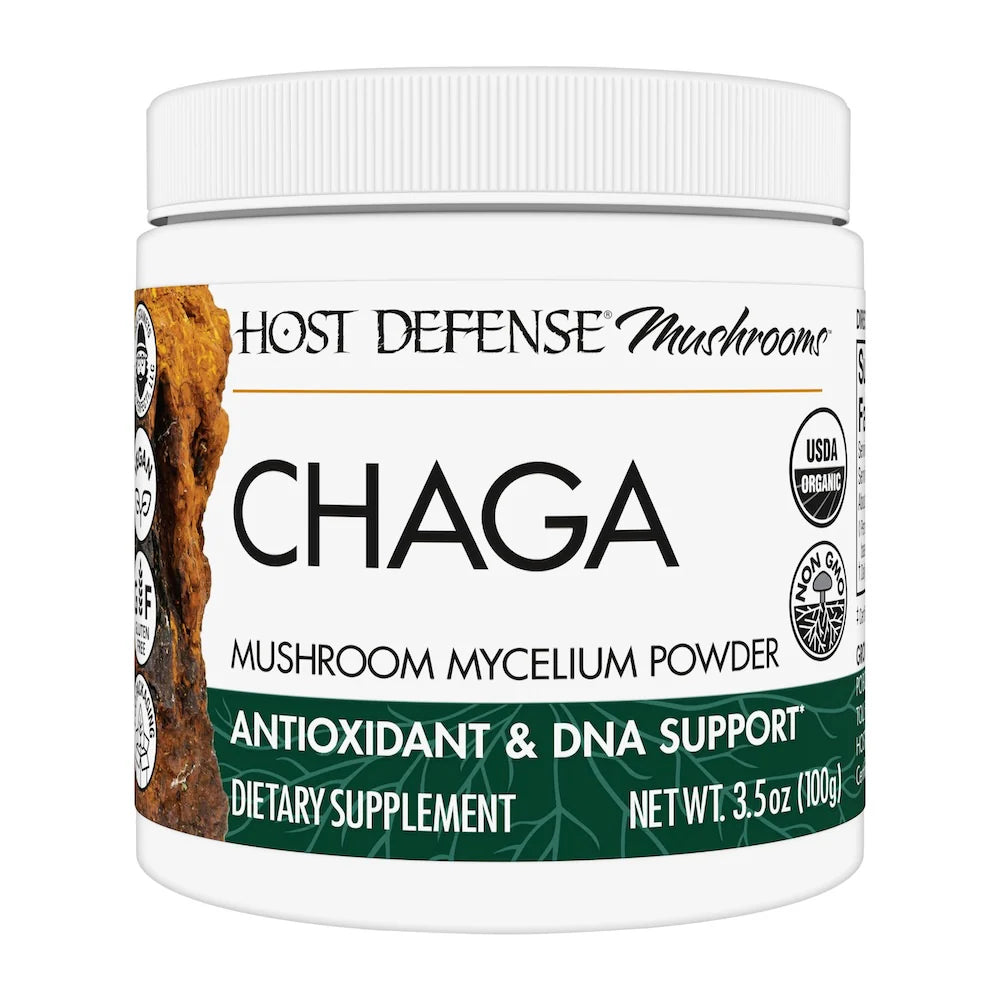 Host Defense Chaga Mushroom Mycelium Powder - Organic Immune Support Supplement for Wellness & Vitality - Perfect for Smoothies, Tea & Daily Health Routine