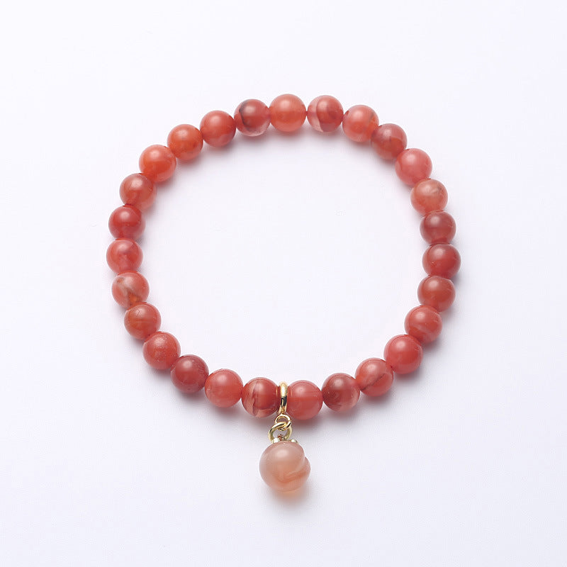 Natural Red Agate Peach Pendant Necklace for Women - Elegant Gemstone Beaded Bracelet for Spiritual Healing, Fashion Jewelry Gift for Birthday, Anniversary & Everyday Wear
