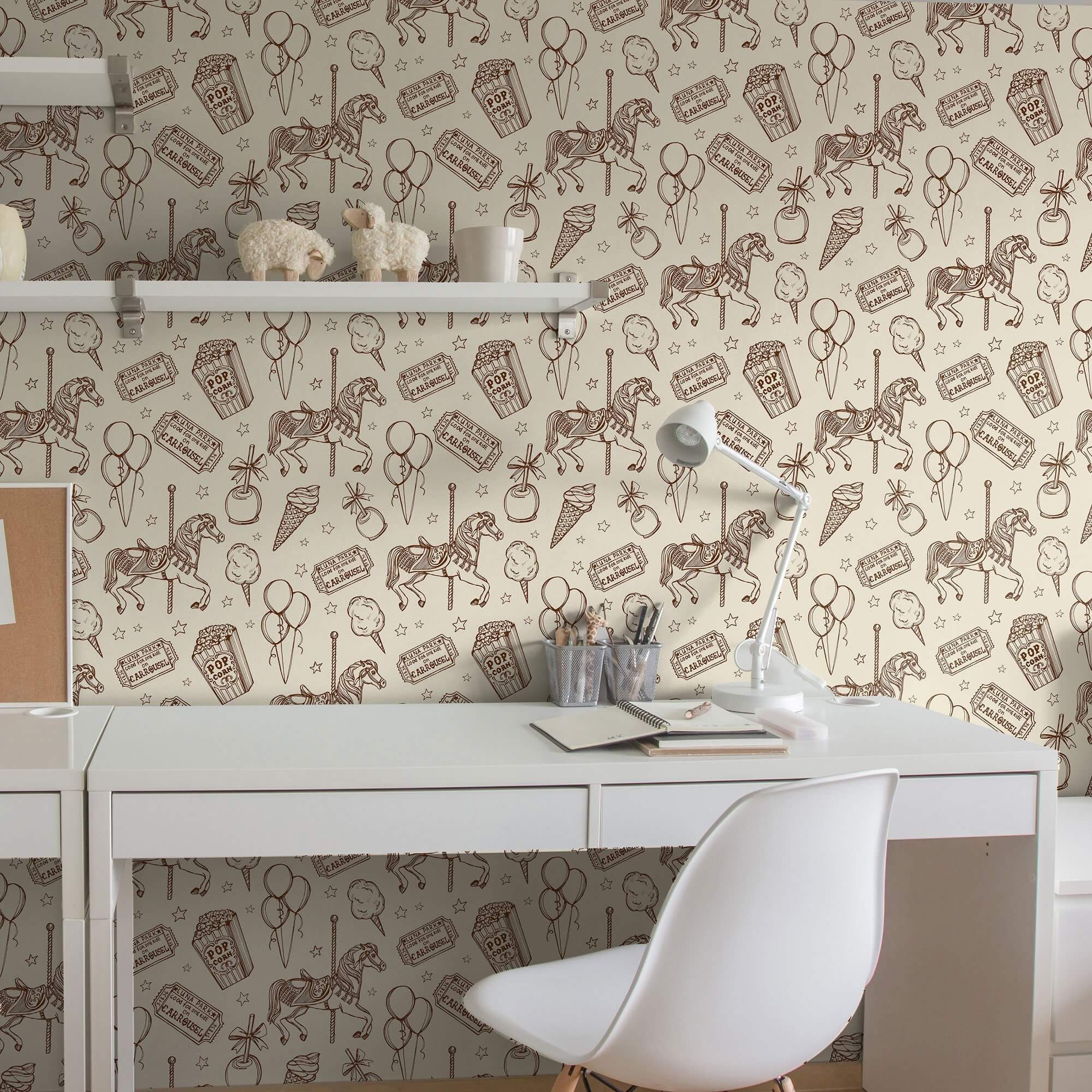 Tan Animal Themed Peel and Stick Removable Wallpaper 9501 - Self-Adhesive Decorative Wall Covering for Nursery, Kids Room & Home Decor