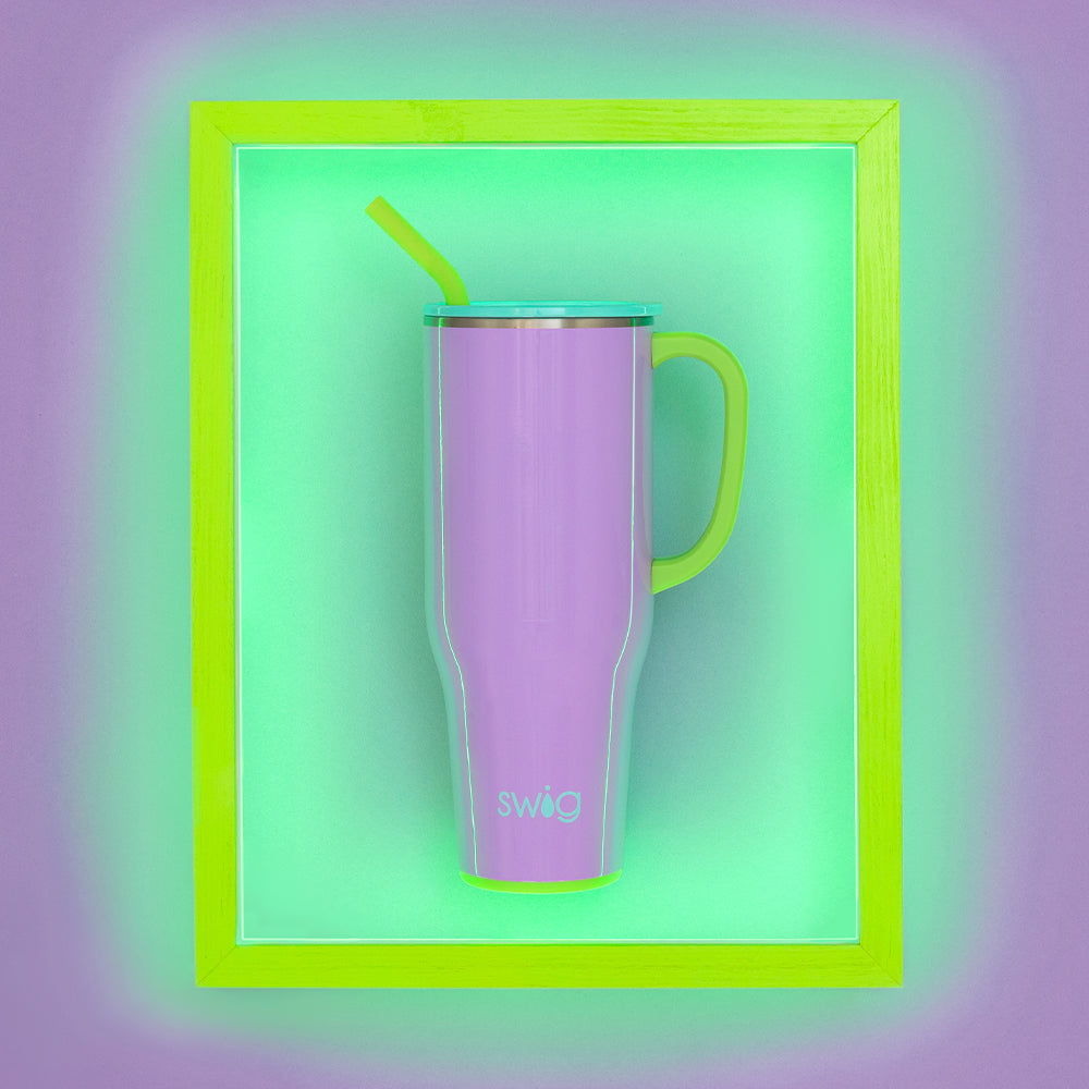 40oz Ultra Violet Mega Mug - Insulated Stainless Steel Tumbler with Lid & Straw - Perfect for Coffee, Tea, Cold Drinks - Great for Office, Travel, Gym & Outdoor Activities