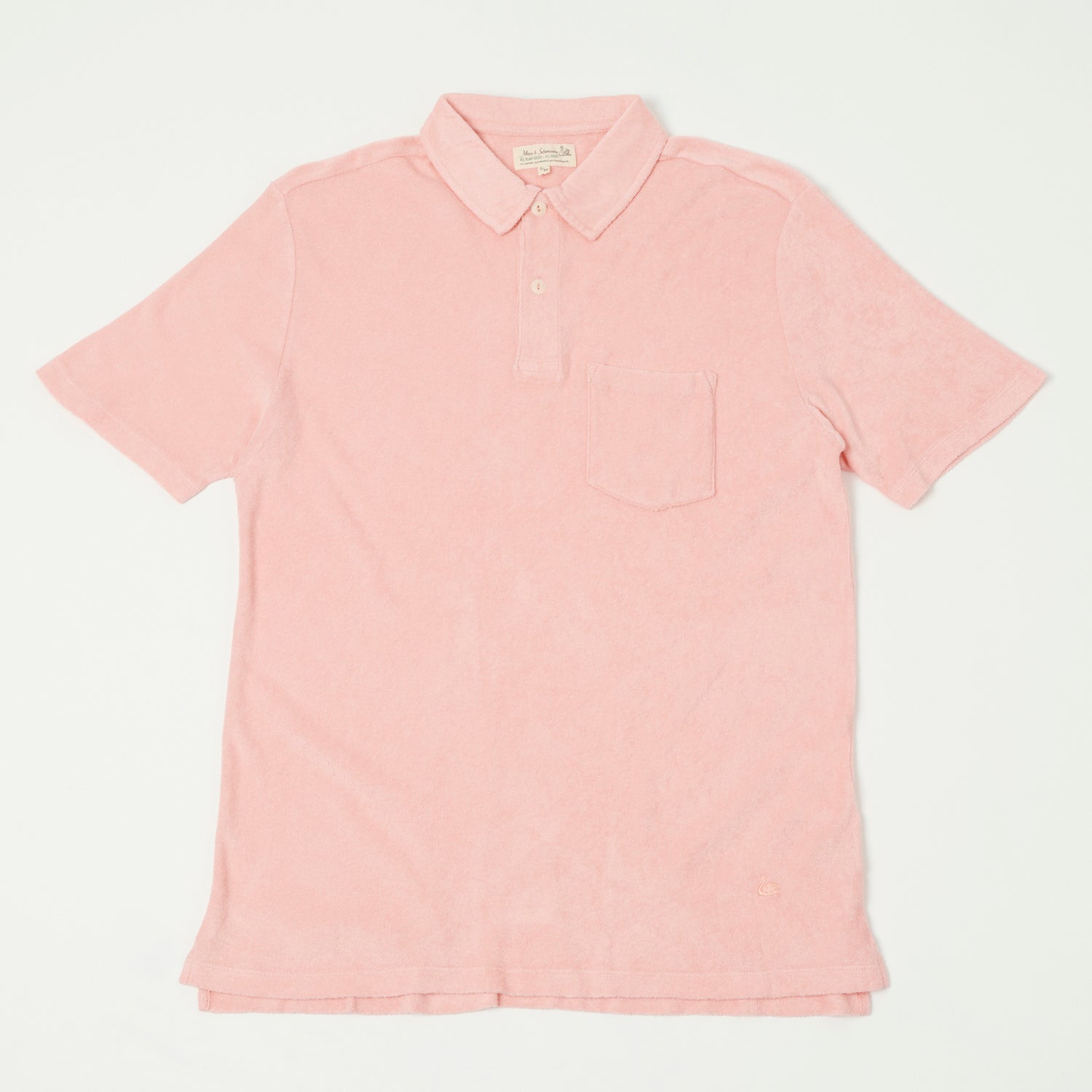 Merz b. Schwanen TPLP02 Organic Cotton Terry Polo Shirt for Men - Soft Peach Color - Breathable Summer Casual Wear for Golf, Beach & Outdoor Activities