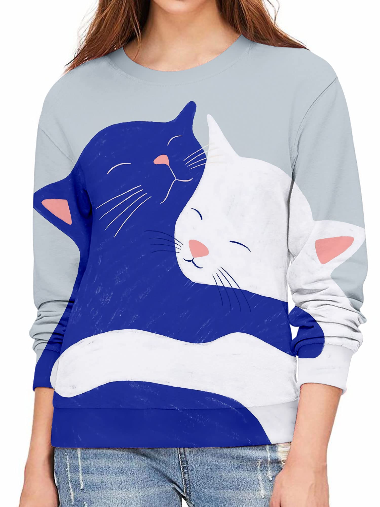Funny Cat Graphic T-Shirts for Women - Cute Pet Lover Crewneck Tees - Perfect Gift for Cat Owners & Casual Wear