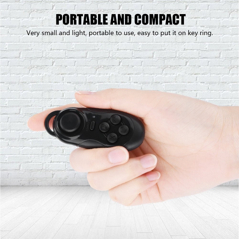 Wireless Gamepad Controller for iOS Android PC TV - 3D VR Glasses Remote & Selfie Camera Shutter - Perfect for Gaming, VR Experiences, and Wireless Photography (Black)