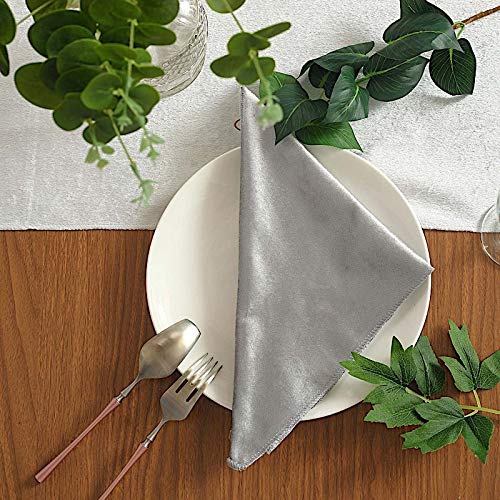 Premium Silver Velvet Napkins 20x20 Inch - 100 Pcs Set for Wedding, Party, Dinner & Home Decor - Luxury Table Linens for Catering, Events & Special Occasions