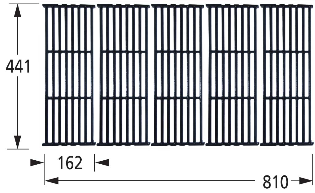 Broil-Mate 66025 Gloss Cast Iron Cooking Grid Replacement - 5-Piece Set for Gas Grills (Fits Huntington & Other Models) - Perfect for BBQ, Grilling Steaks & Outdoor Cooking