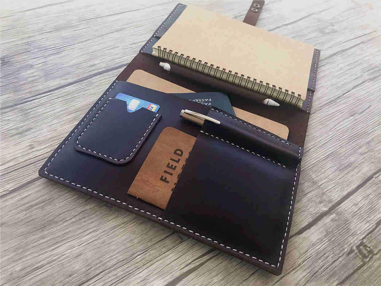 Premium Genuine Leather Notebook Cover - Coffee Brown | Stylish & Durable Journal Cover for Office, School & Travel