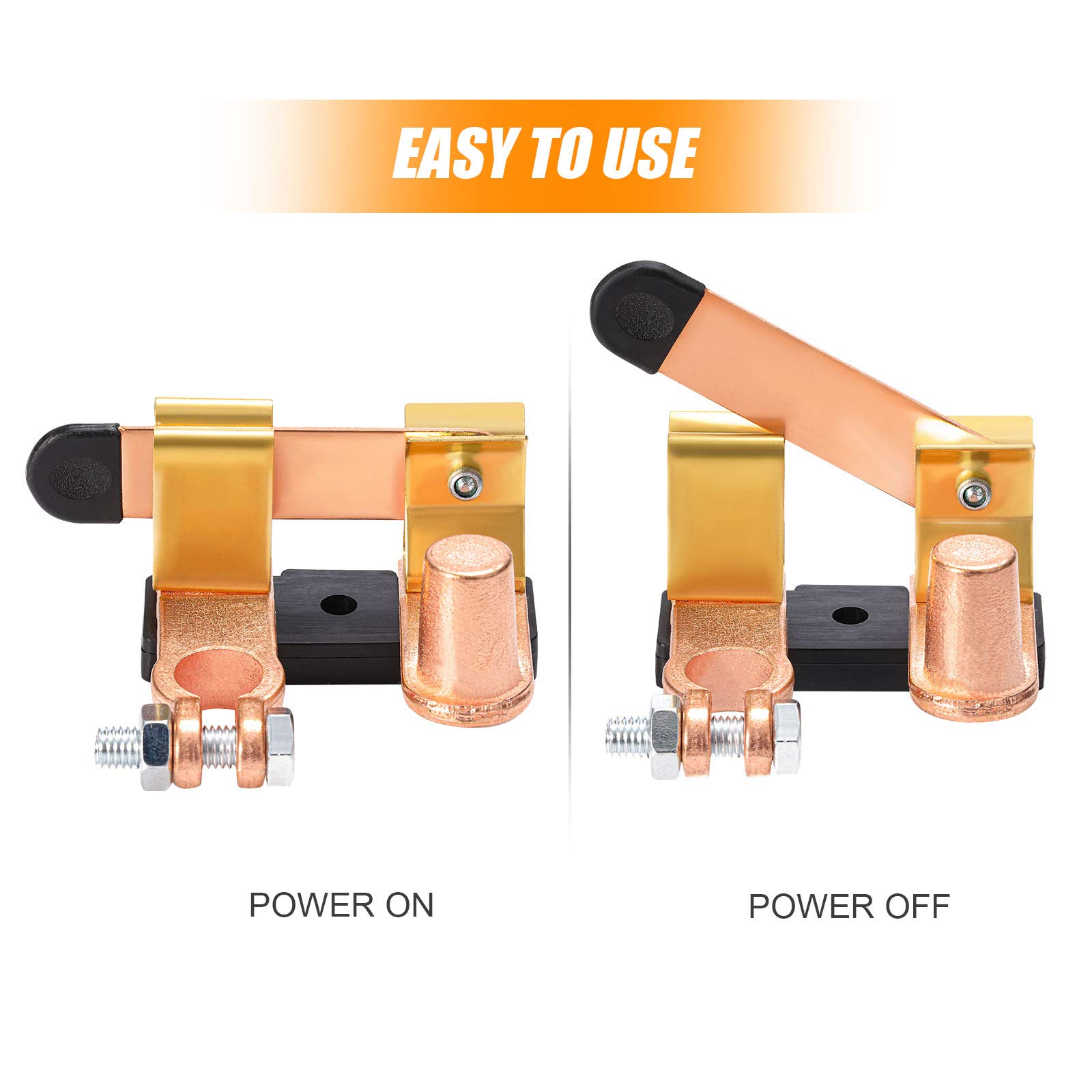 CZC AUTO Solid Brass Battery Disconnect Switch - 12V/24V Knife Blade Master Power Cut Off Isolator for Car, Marine, Boat, RV & ATV | Vertical Mount | Reliable Power Shutoff for Vehicle Storage & Maintenance