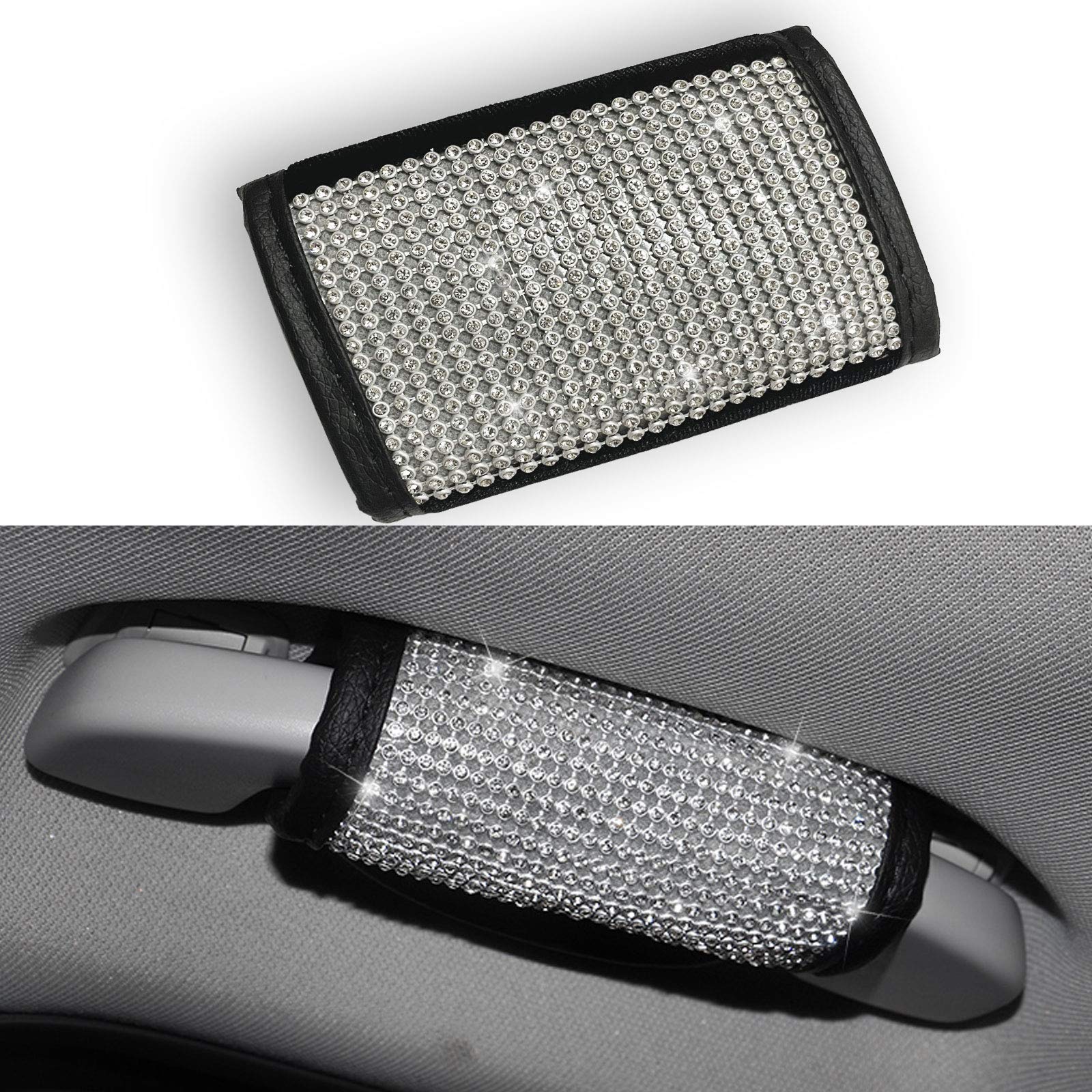 2pcs Crystal Rhinestone Leather Seat Belt Shoulder Pads - Bling Bling Diamond Car Seatbelt Cover for Women, Universal Fit - Perfect for Daily Commute, Road Trips & Luxury Car Accessorizing