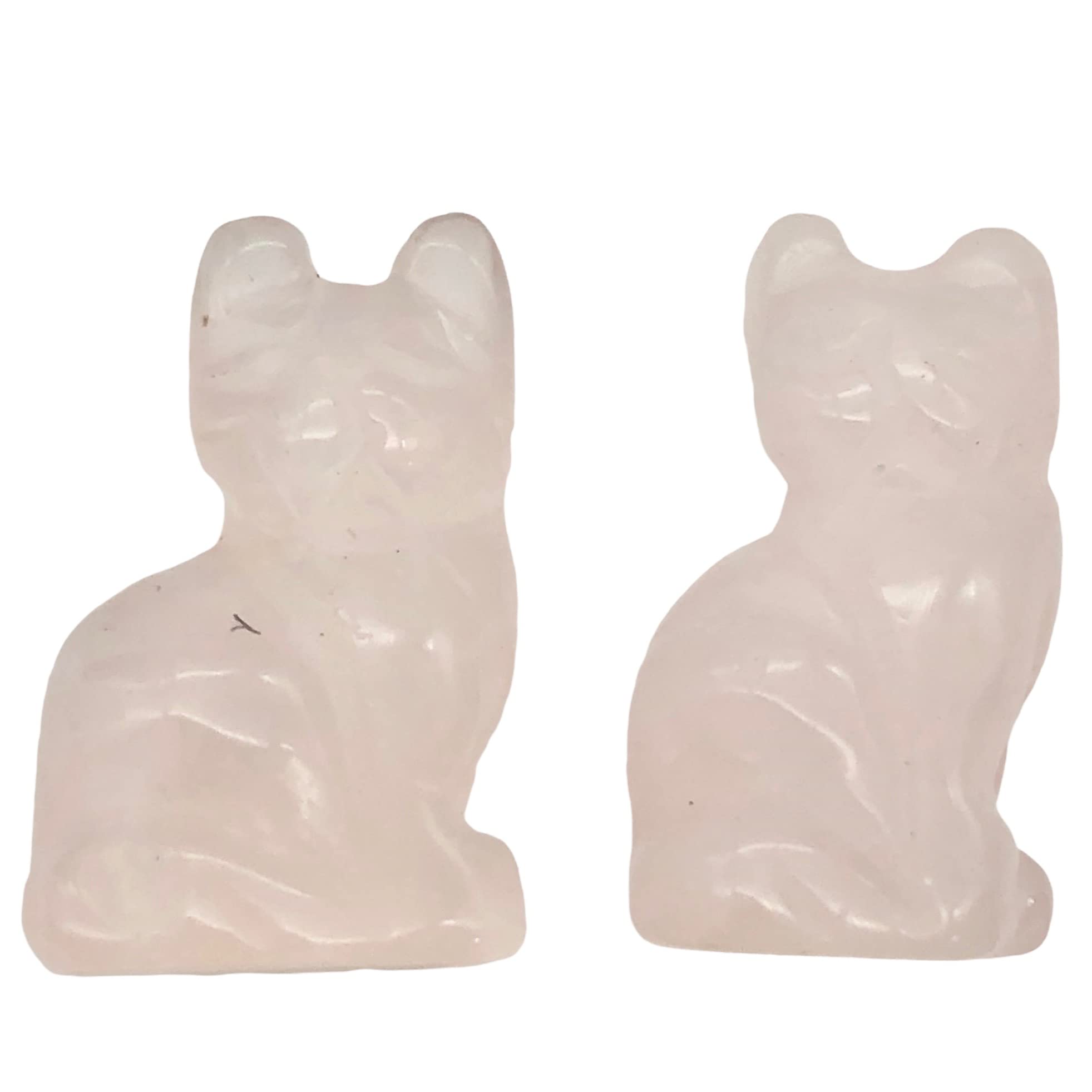 2PCS Rose Quartz Carved Cat Beads for Jewelry Making - Handmade Gemstone Beads for Necklace, Bracelet DIY - Perfect for Boho, Witchy & Spiritual Jewelry Creations