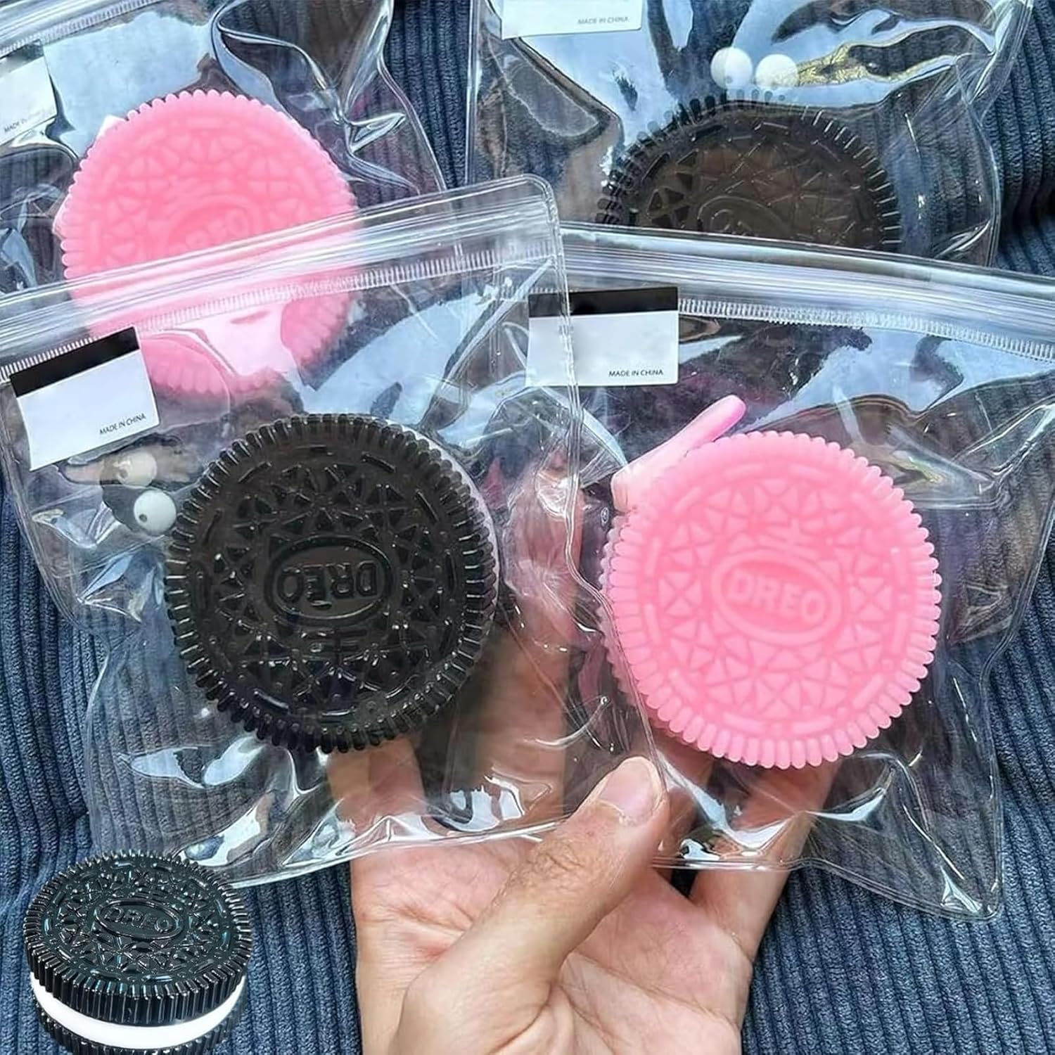 Pink Cookie Squishy Stress Relief Toy - Ultra Soft Pinching Sandwich Simulation Decompression Fidget Toy for Anxiety & Stress Relief - 4PCS Set - Perfect for Office, School & Home Relaxation