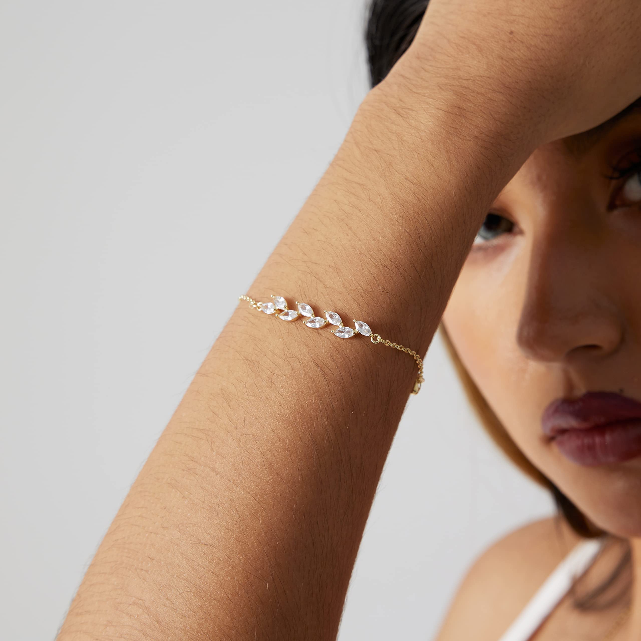 Tasiso Dainty Gold Bracelets for Women - Tiny Sideways Cross & Pearl Layered Bracelet with Herringbone Chain & Toggle Clasp | Minimalist Handmade Jewelry Gift for Her | Perfect for Everyday Wear, Date Night & Special Occasions