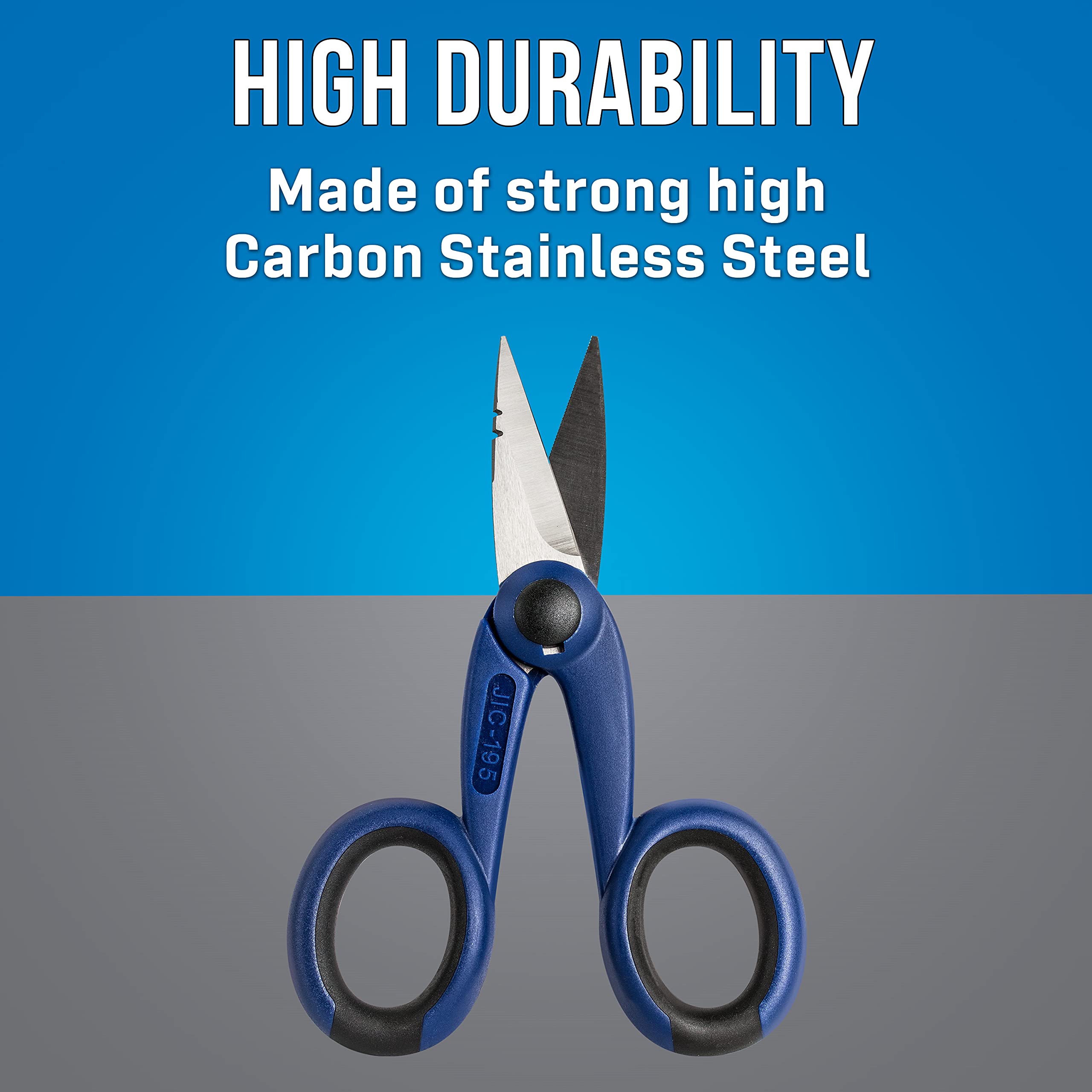 Jonard Tools JIC-195 Professional Stainless Steel Communication Scissors - Heavy Duty Wire Cutting Shears for Telecom, Network Cables & DIY Projects