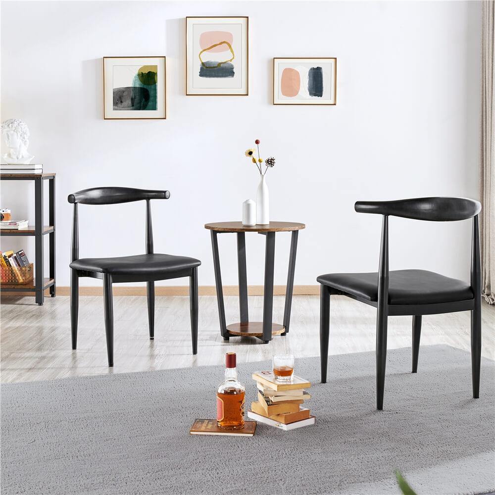Yaheetech Modern Dining Chairs Set of 2 - Sturdy Metal Frame & Comfortable Fabric Seating for Kitchen, Dining Room, Restaurant or Outdoor Patio Use