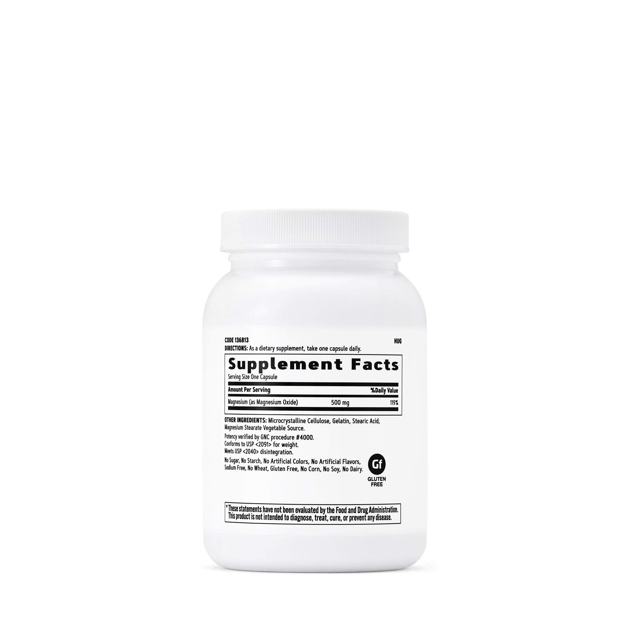 GNC Magnesium 500mg Supplement - 120 Capsules for Calcium Absorption, Strong Teeth & Bone Health | Muscle Relaxation & Better Sleep Aid