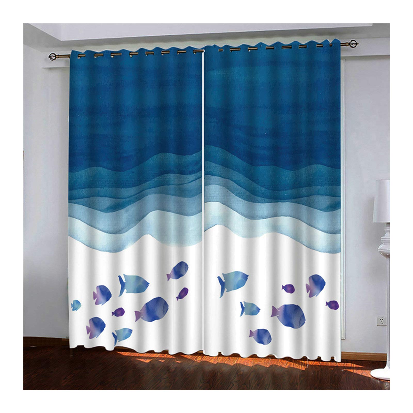 MoAndy Thermal Insulated Blackout Curtains for Bedroom - Set of 2 Panels (52x108 Inch) Blue Drapes, Soundproof Window Treatments for Living Room & Home Decor - Perfect for Light Blocking, Energy Saving & Privacy Protection