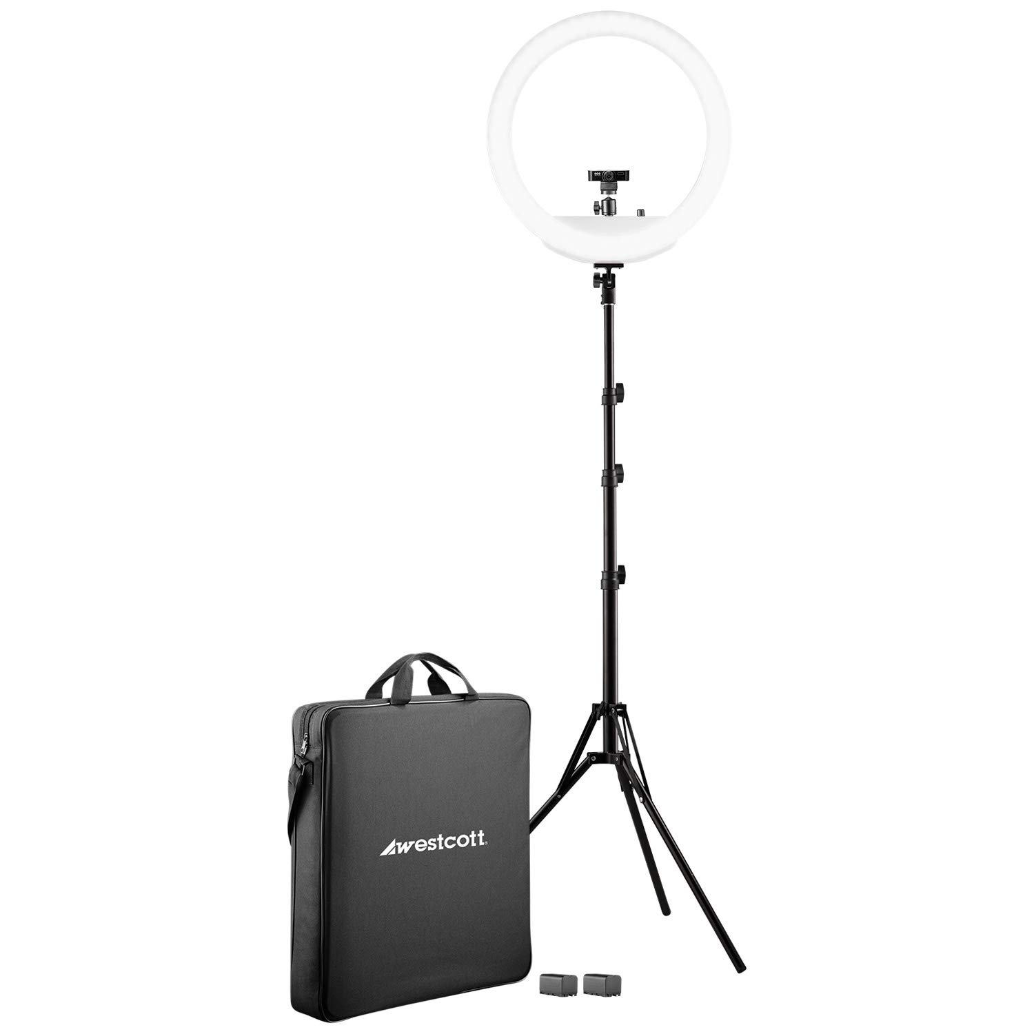 Westcott 18-Inch Bi-Color LED Ring Light Kit with Batteries & Adjustable Stand - Perfect for Photography, Videography, YouTube Videos, and Live Streaming