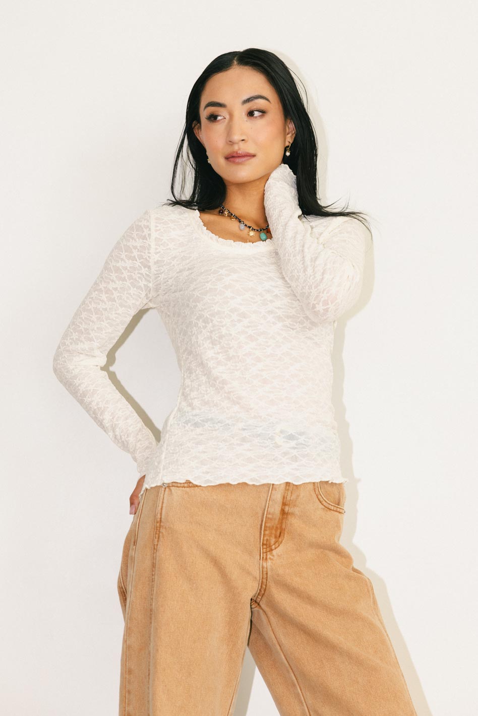 Gracey Lace Top in Cream | Elegant Women's Blouse | Perfect for Date Night & Special Occasions | FINAL SALE