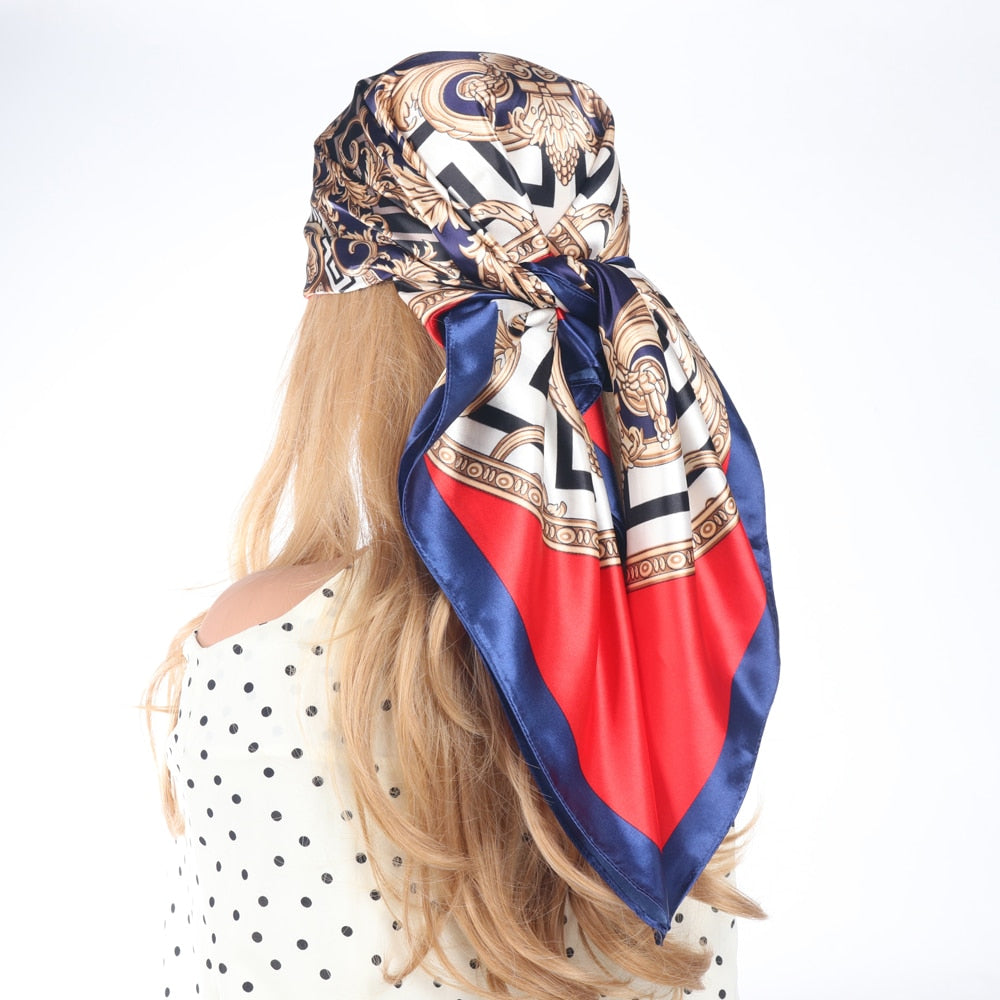 Luxury Silk Scarves for Women 2024 - 90x90cm Spring Summer Fashion Head Scarf, Hijab, Bandana & Hair Accessory - Elegant Womens Foulard for Office, Wedding & Special Occasions