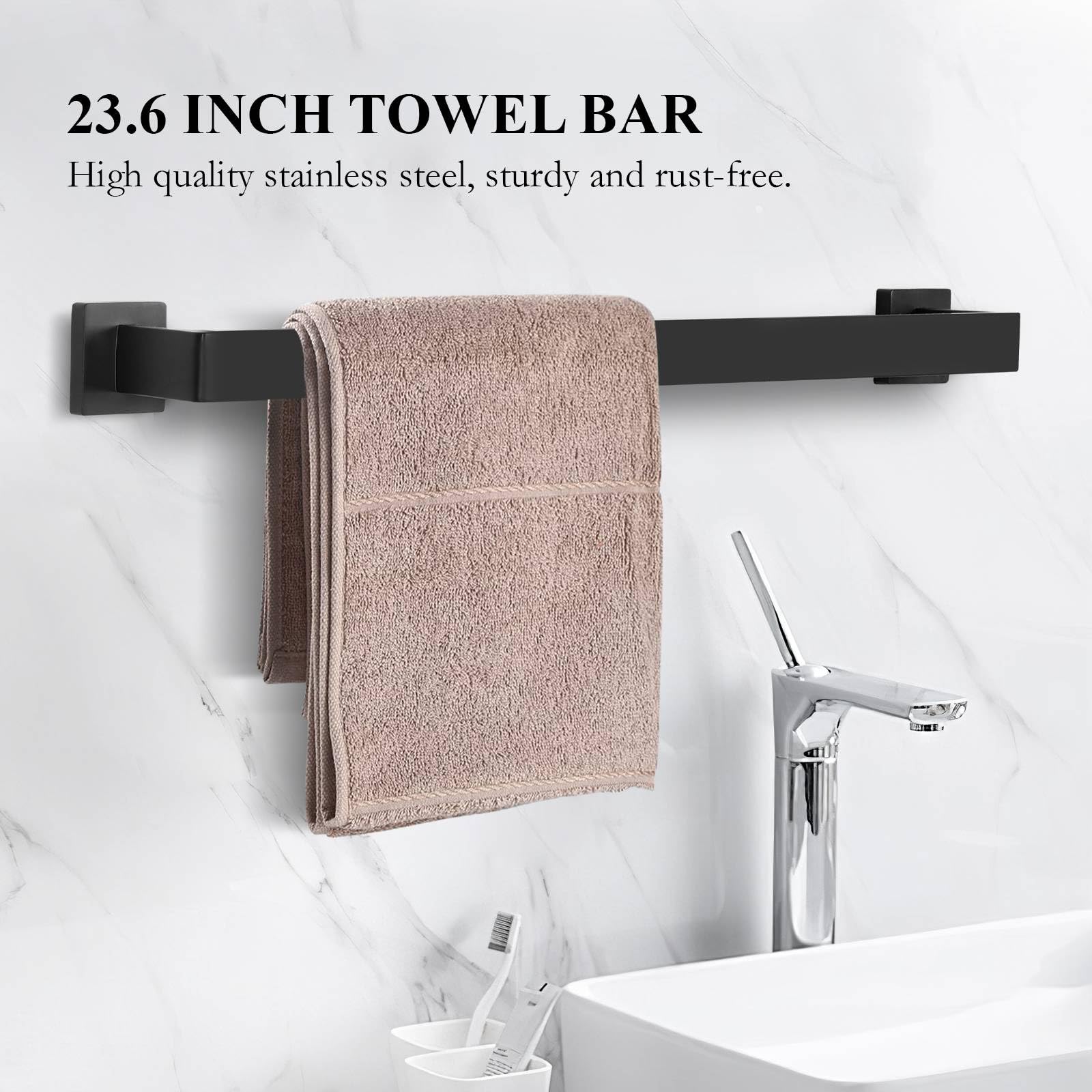 10-Piece Matte Black Bathroom Hardware Set - 24