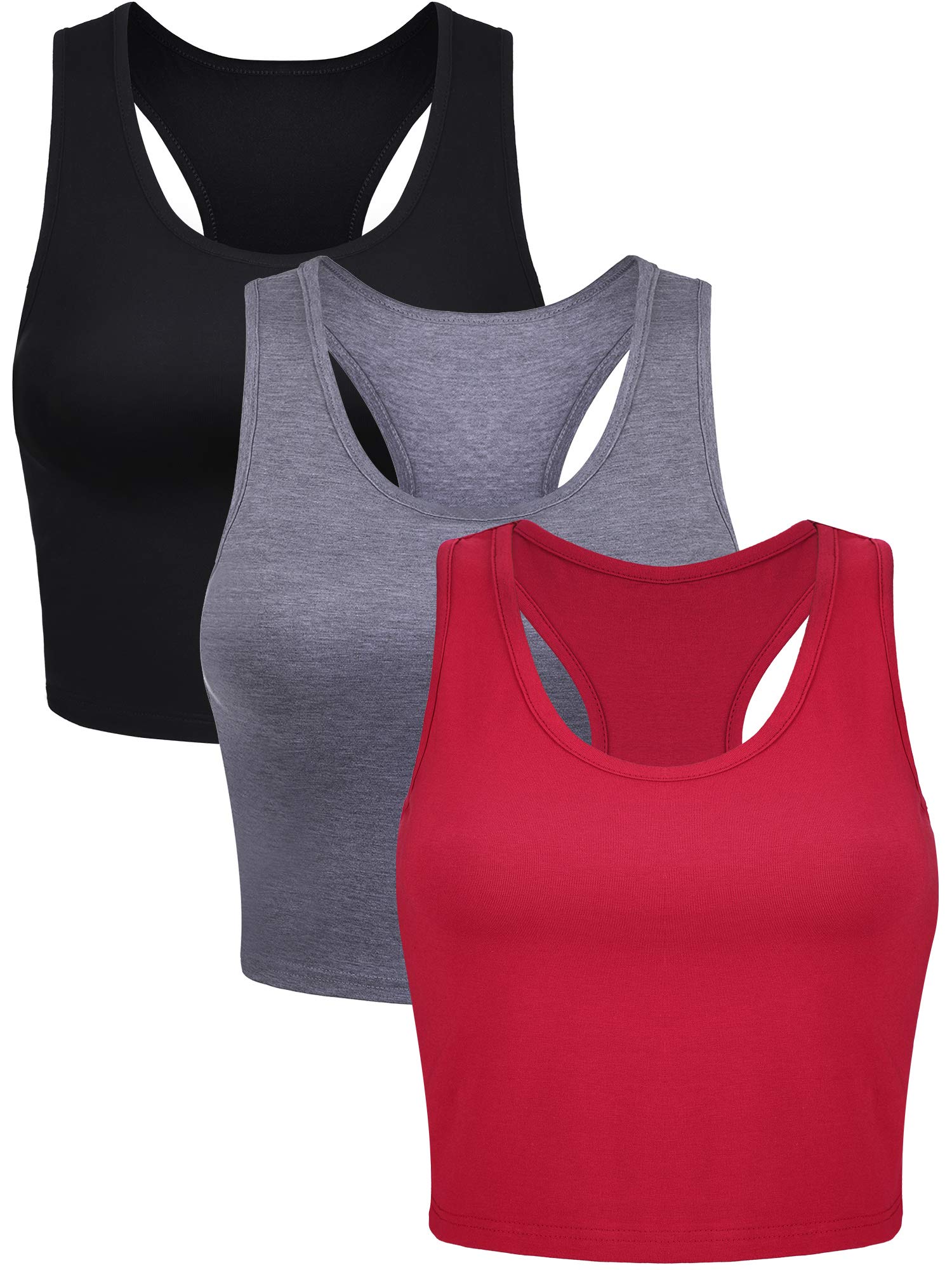 3 Pack Women's Workout Crop Tops - Basic Sleeveless Racerback Gym Tank Tops for Women & Teen Girls | Perfect for Yoga, Running, Fitness & Casual Wear