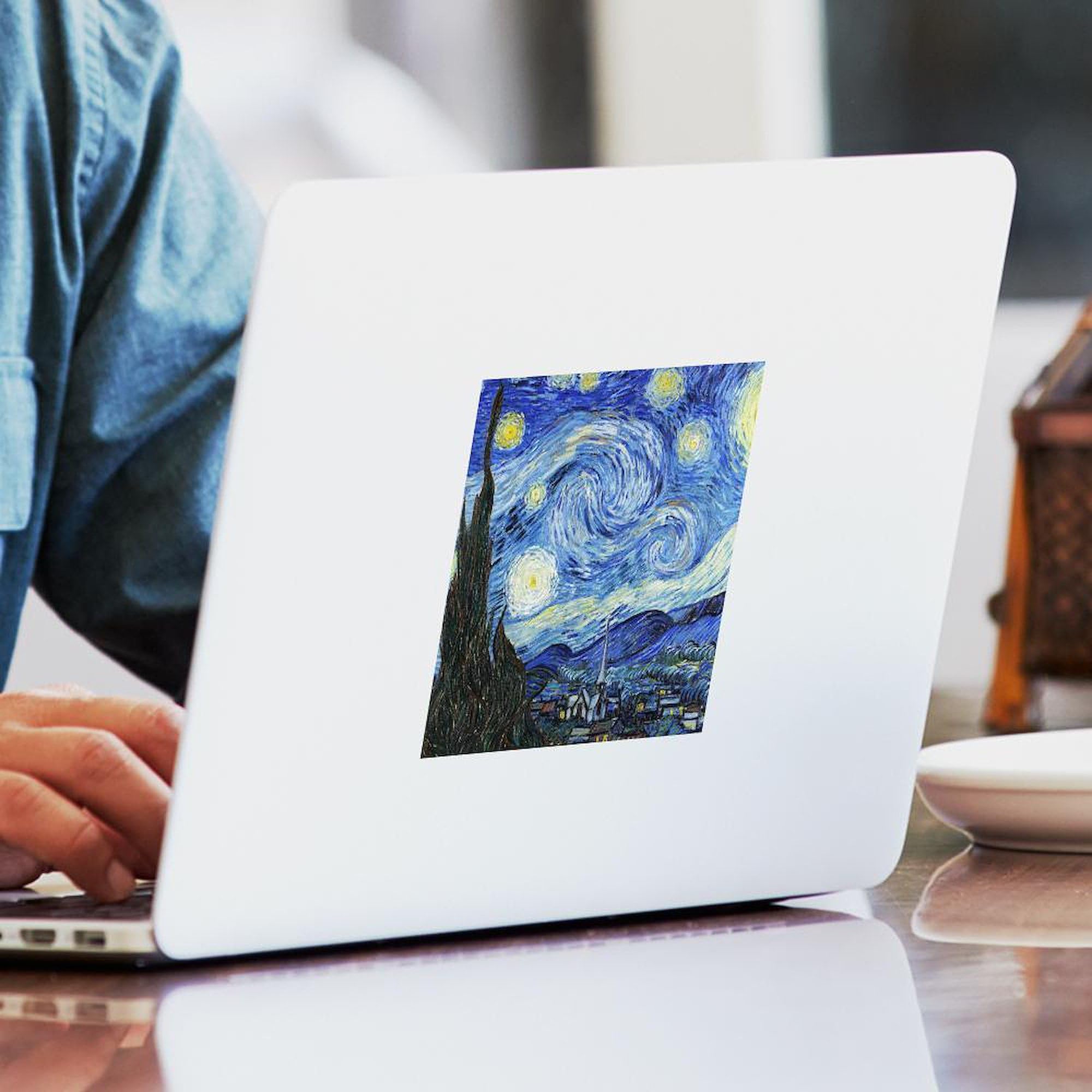 Vincent Van Gogh The Starry Night 3x3 Inch Square Bumper Sticker - Waterproof Car Decal, Laptop & Notebook Sticker - Perfect for Cars, Windows, Laptops & DIY Projects