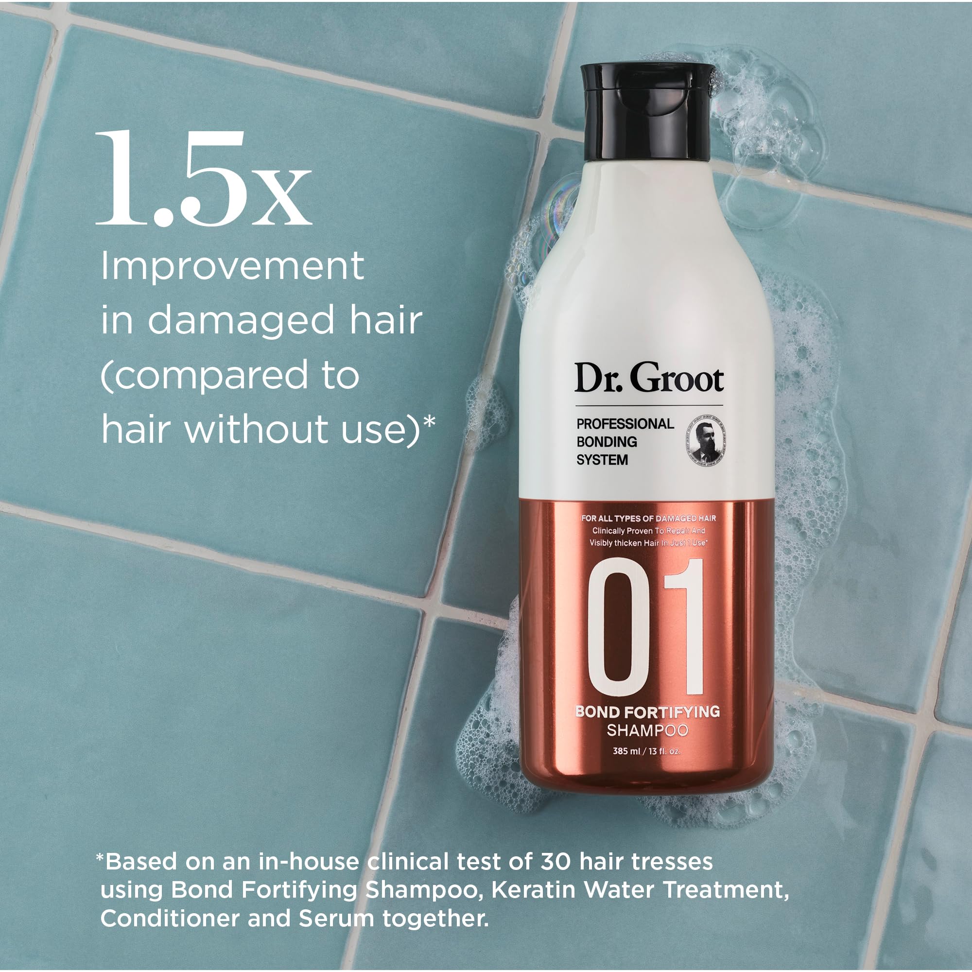 Dr. Groot Bond Fortifying Shampoo with Keratin & Silk Protein - Clinically Proven Hair Repair Treatment for Dry, Thin, Damaged Hair - Korean Professional Bonding System for Stronger, Thicker Glass Hair - Perfect for Daily Hair Care & Salon-Quality Results at Home