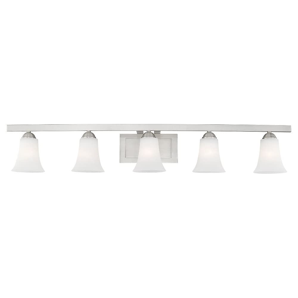 Livex Lighting 6485-05 Transitional 5-Light Bathroom Vanity Light - Polished Chrome Finish, Ridgedale Collection | Perfect for Modern Bathrooms, Powder Rooms & Spa-Like Retreats