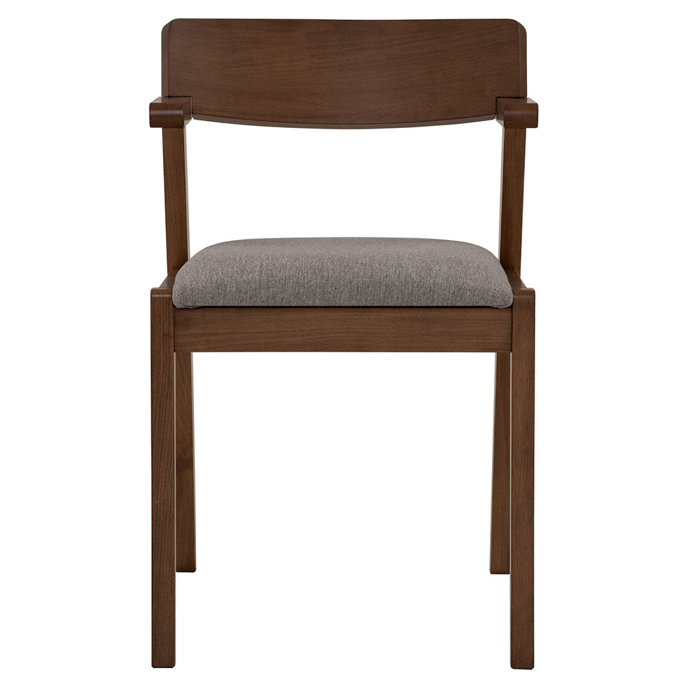 Zola Dining Chair - Walnut & Grey Upholstered Modern Wooden Chair for Kitchen, Dining Room, and Home Office - Comfortable Seating for Family Meals and Entertaining Guests