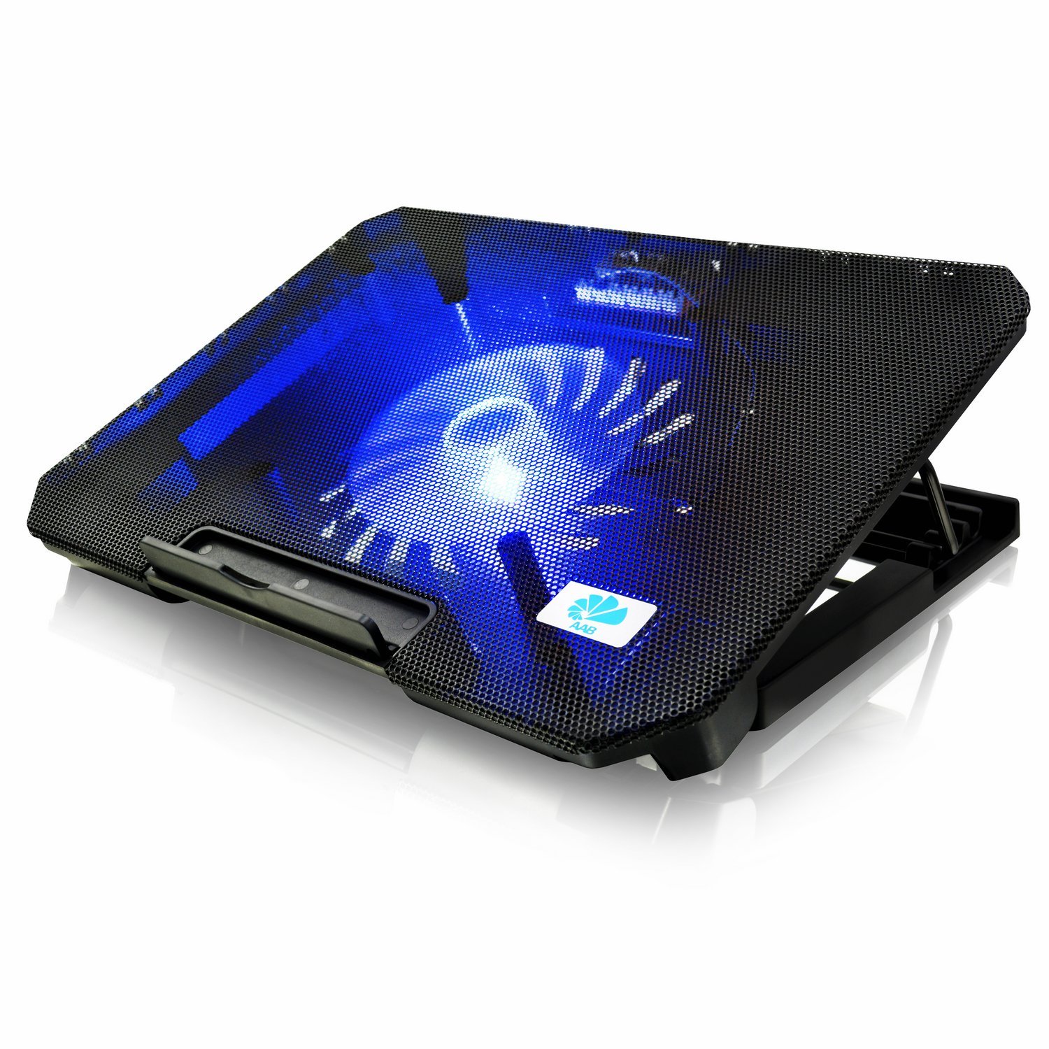 AABCOOLING NC74 Laptop Cooling Pad with 125mm Fan - Adjustable Tilt, Blue LED Backlight, Ultra Quiet Cooling Stand for Laptops 15-17 Inch | Perfect for Gaming, Office Work & Home Use