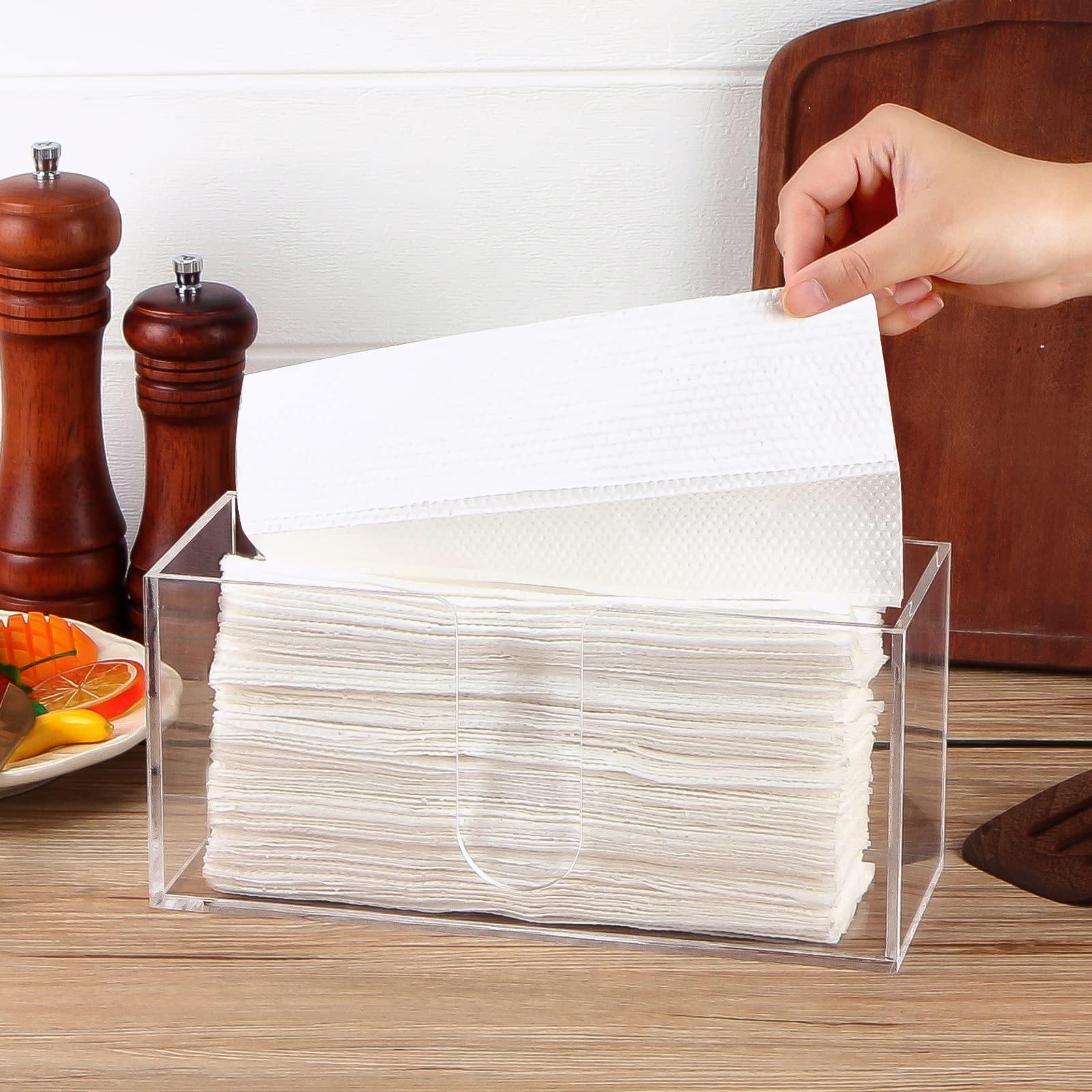 2-Pack Clear Acrylic Countertop Paper Towel Dispenser - Folded Trifold Napkin Holder for Z-Fold, C-Fold & MultiFold Paper Towels - Perfect for Bathroom, Toilet, Kitchen & Office Use