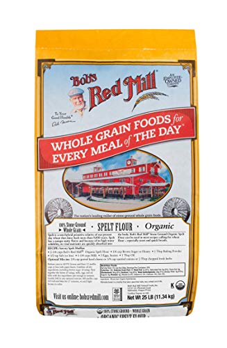 Bob's Red Mill Organic Spelt Flour - 25 lb Bag | Whole Grain, Non-GMO, USDA Certified | Perfect for Baking Bread, Cookies & Healthy Recipes