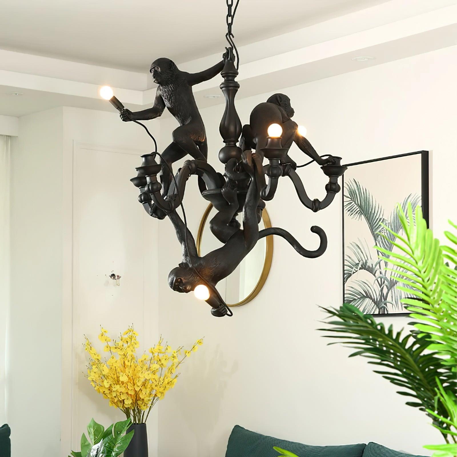 Stylish Monkey Chandelier - Unique Animal-Themed Ceiling Light Fixture for Jungle Nursery, Kids Room Decor & Themed Party Lighting