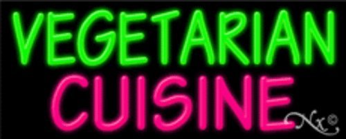 Handmade Vegetarian Cuisine Neon Sign - Energy Efficient Real Glass Tube Design for Restaurants, Cafes & Home Decor