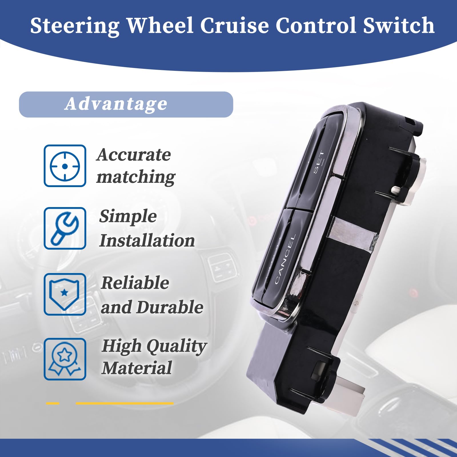 Steering Wheel Cruise Control Switch 56046252AD 56046094AF Compatible with Chrysler 300, Dodge Charger Durango, RAM 1500 2500, Jeep Grand Cherokee 2011-2014 - Replacement Speed Control Switch for Smooth Highway Driving