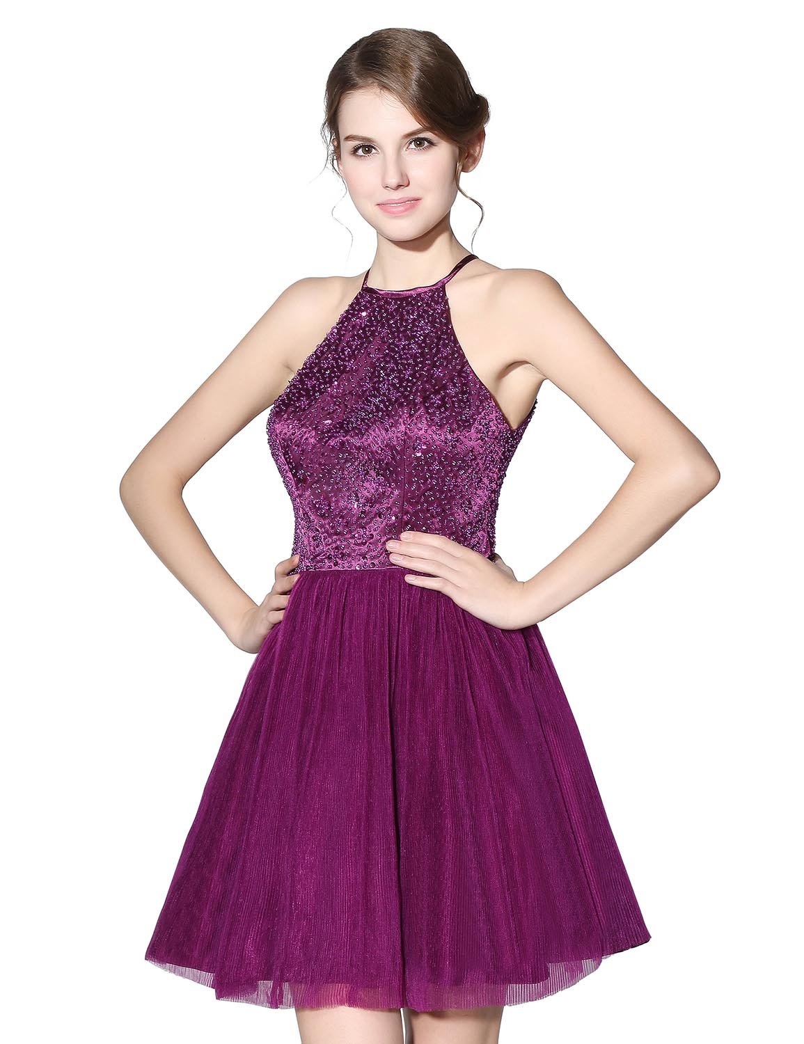 Sarahbridal Women's Short Tulle Beaded Homecoming Dress 2024 - Sparkling Prom Party Gown for Semi-Formal Dances, Sweet 16 Parties & Cocktail Events