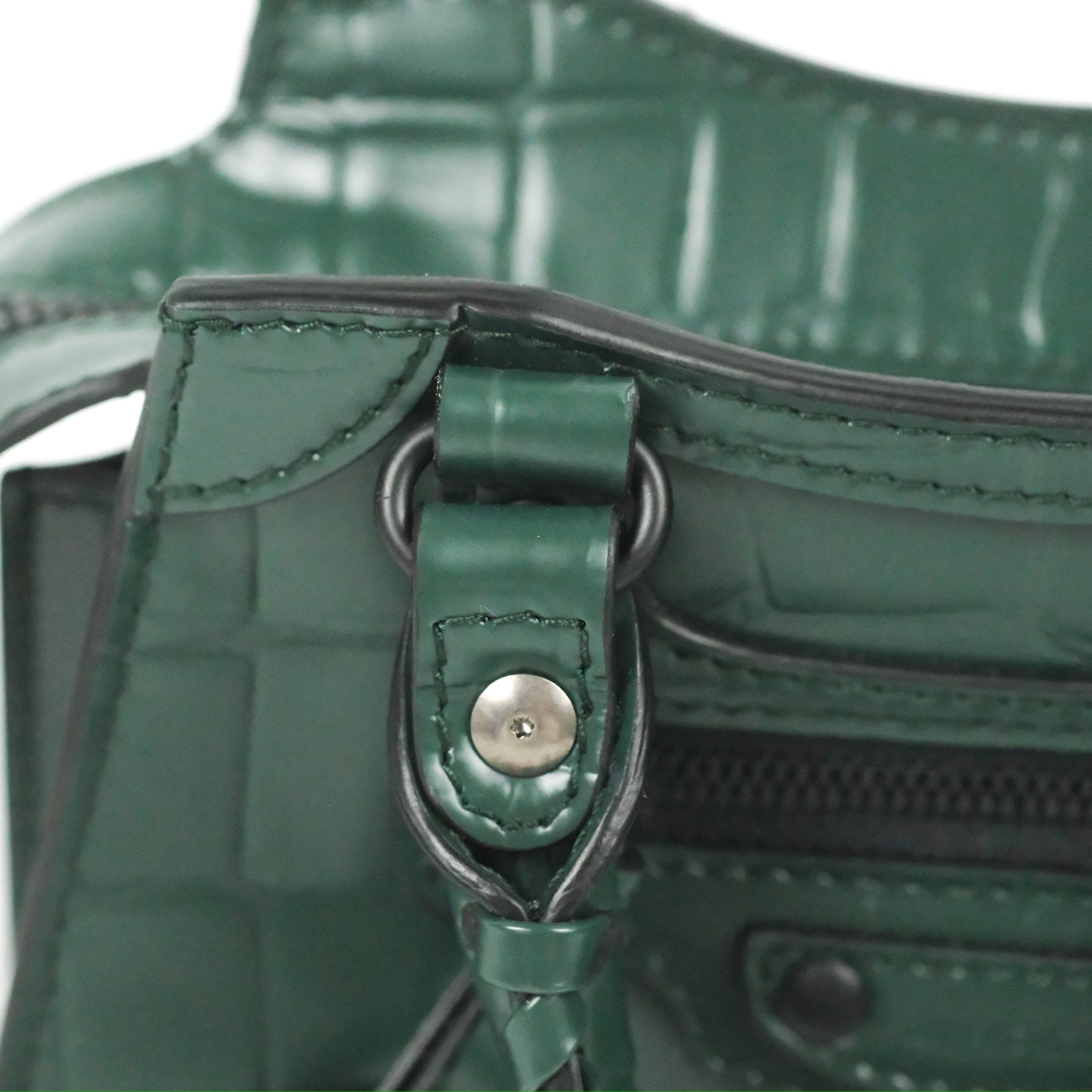 Balenciaga Mini Neo Classic City Bag - Green Crocodile Embossed Leather Crossbody Bag for Women | Perfect for Everyday Use, Parties & Travel