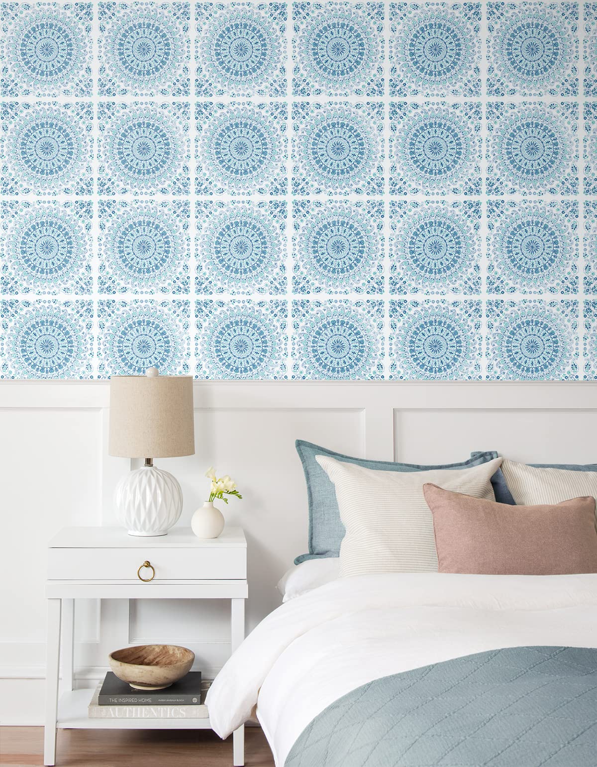 NextWall Mandala Bohemian Peel and Stick Wallpaper - Self-Adhesive Removable Wall Decor for Bedroom, Living Room & Nursery | Easy DIY Home Renovation