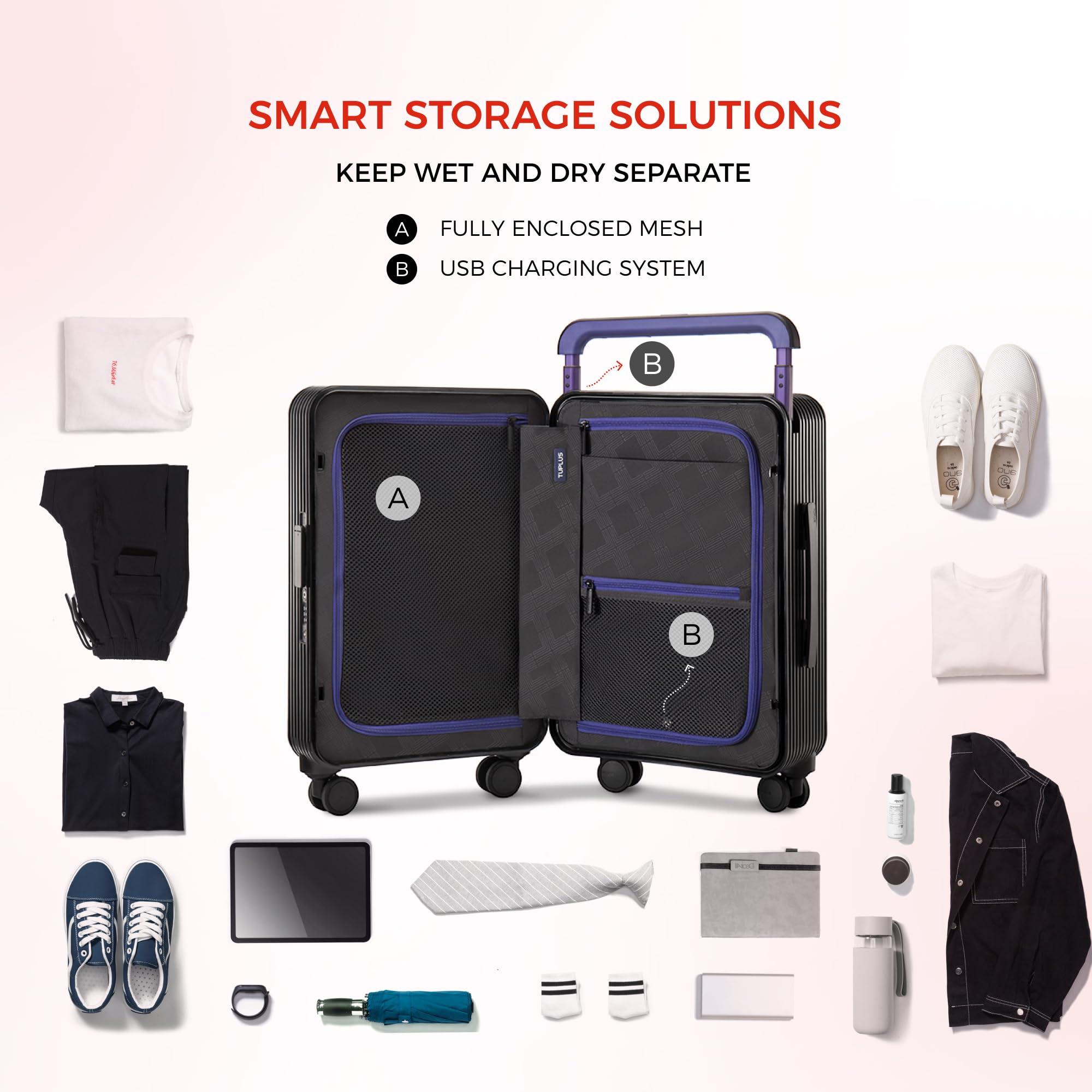 TUPLUS ABS Hard Shell Suitcase with 4 Spinner Wheels - Lightweight Check-in Luggage for Travel, Business Trips & Vacations | Durable Balance Series Carry-On & Checked Bag