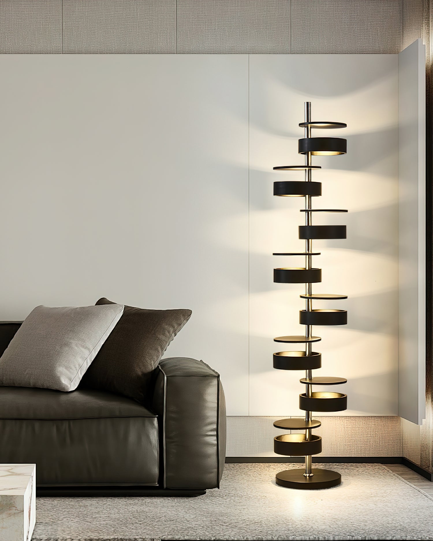Modern Wooden Floor Lamp with Adjustable Height - Warm LED Lighting for Living Room, Bedroom & Office - Scandinavian Style Home Decor