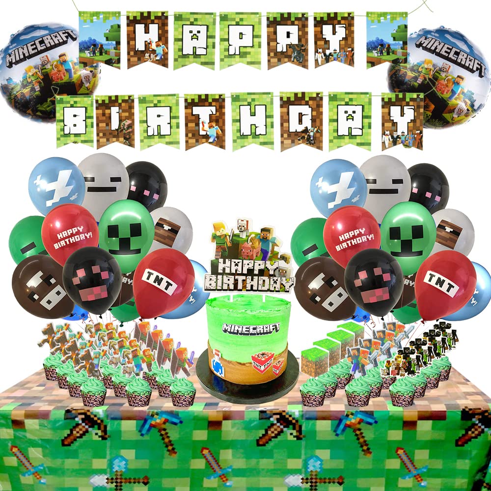 U-PTYTM Pixel Game Birthday Party Supplies - Pixels Miner Theme Party Decorations, Pixelate Party Favors for Kids & Adults - Perfect for Minecraft Themed Birthday, Gaming Parties & Pixel Art Celebrations